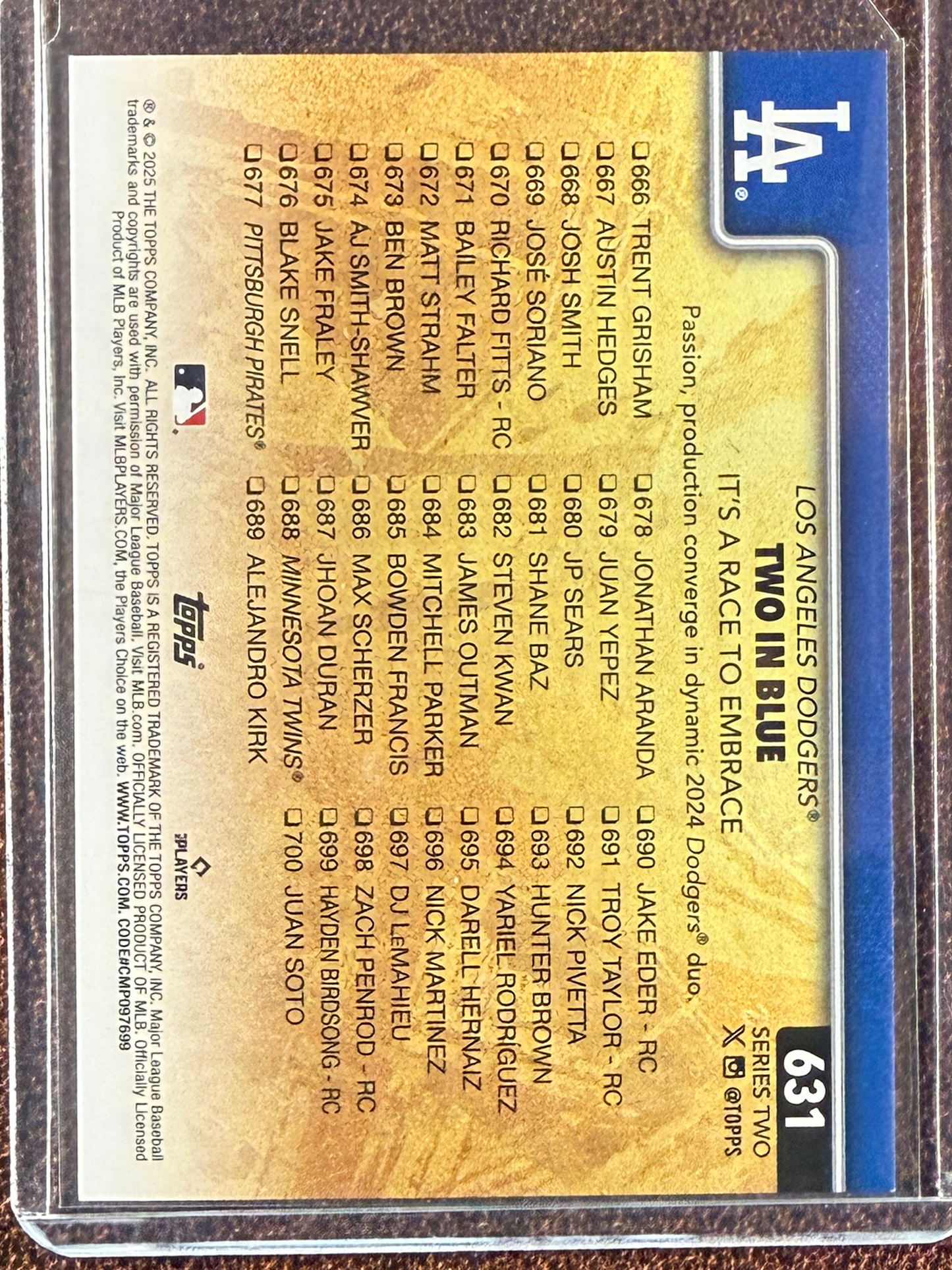 Freddie Freeman/Mookie Betts - 2025 Topps Series 2 - Golden Mirror SSP - Dodgers