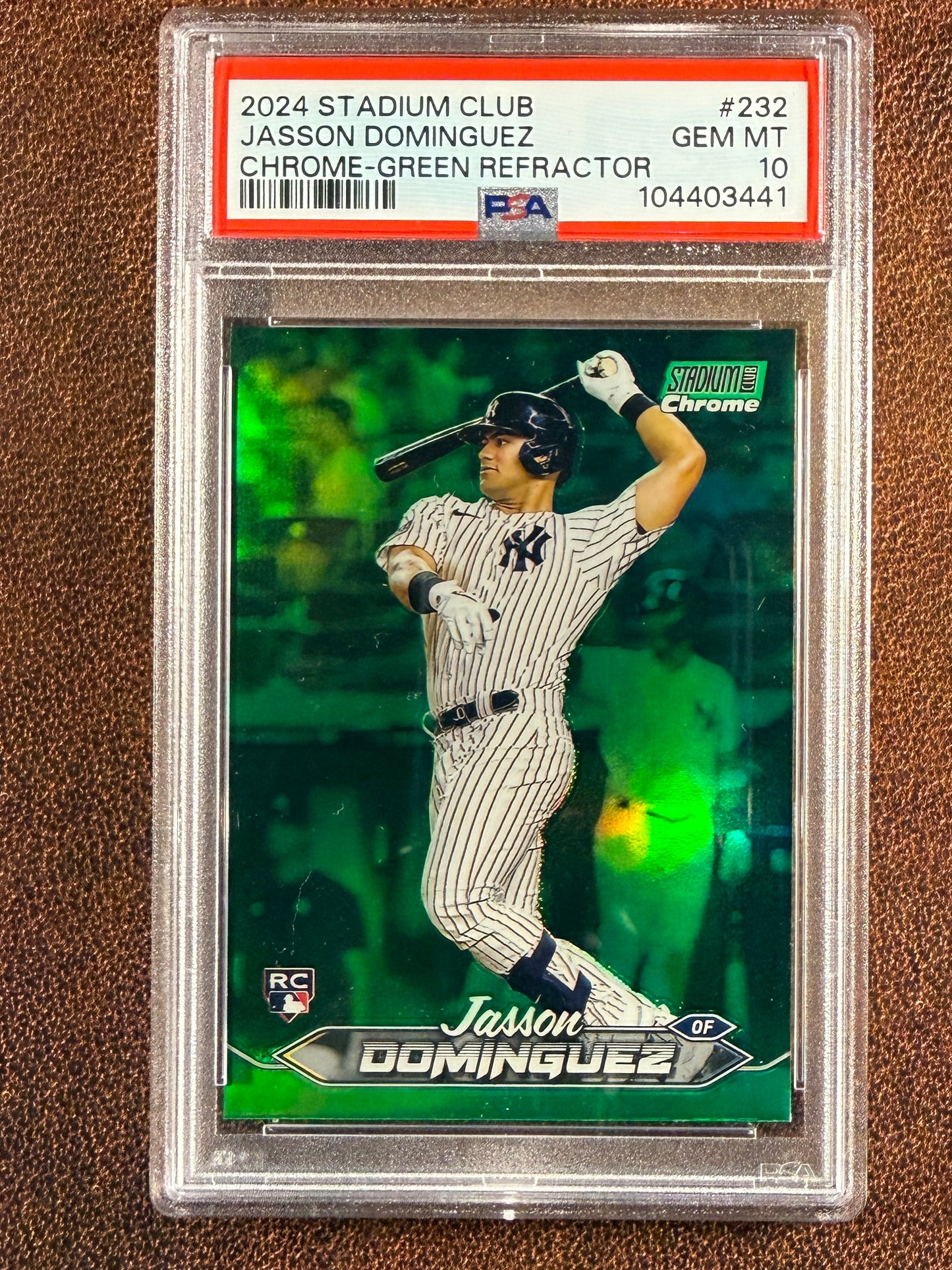 Jasson Dominguez - 2024 Topps Stadium Club - Rookie GREEN Refractor (PSA 10) - Yankees