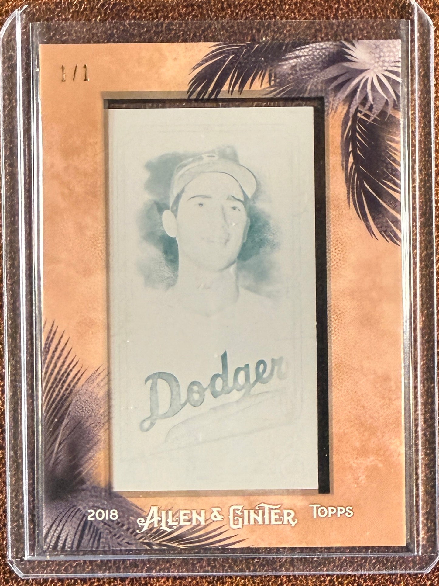 Sandy Koufax - 2018 Topps Allen & Ginter - 1/1 Cyan Mini Printing Plate - Dodgers