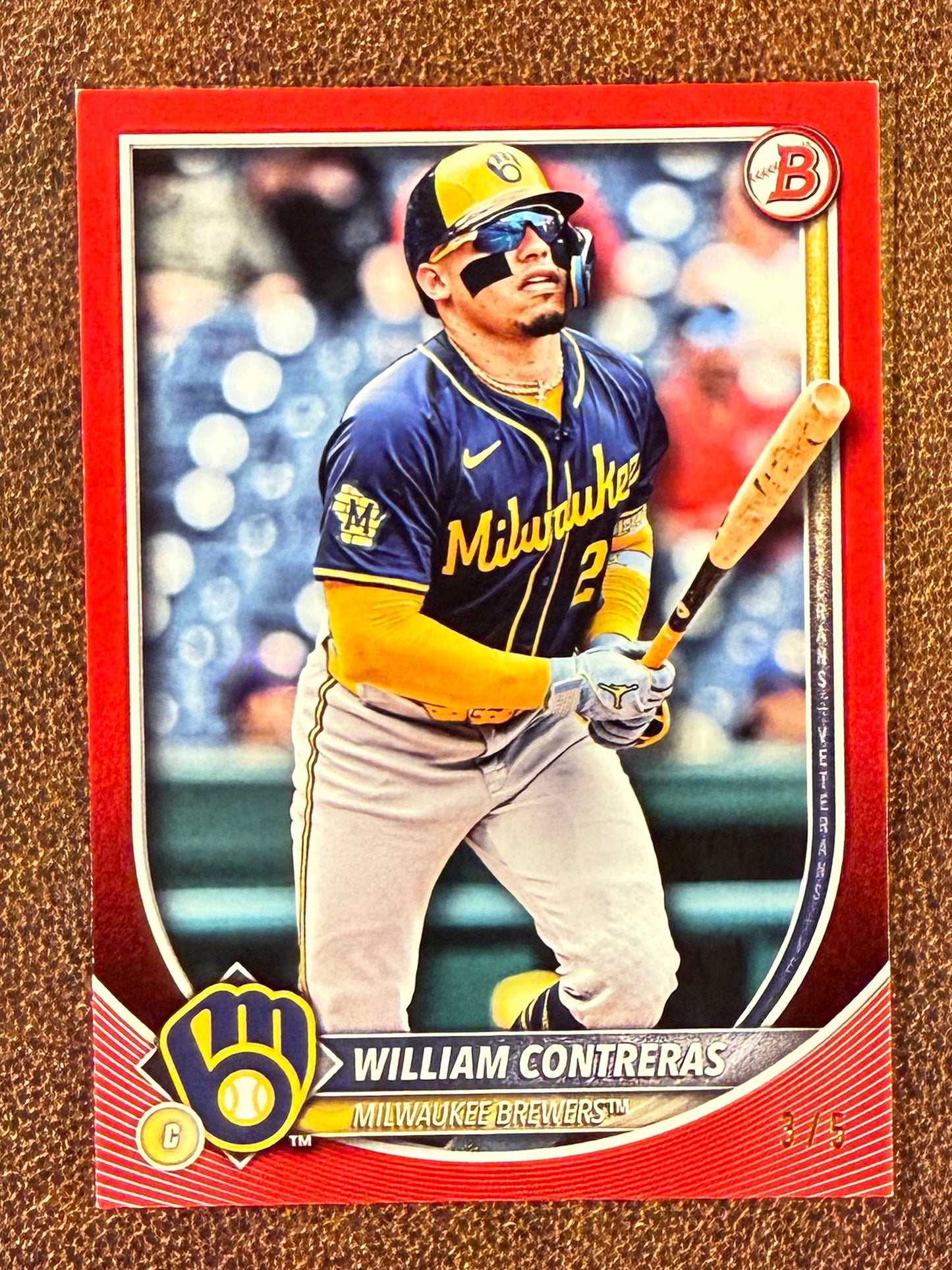 William Contreras - 2025 Bowman - RED Paper /5 (*Slight Corner Whiting*) - Brewers