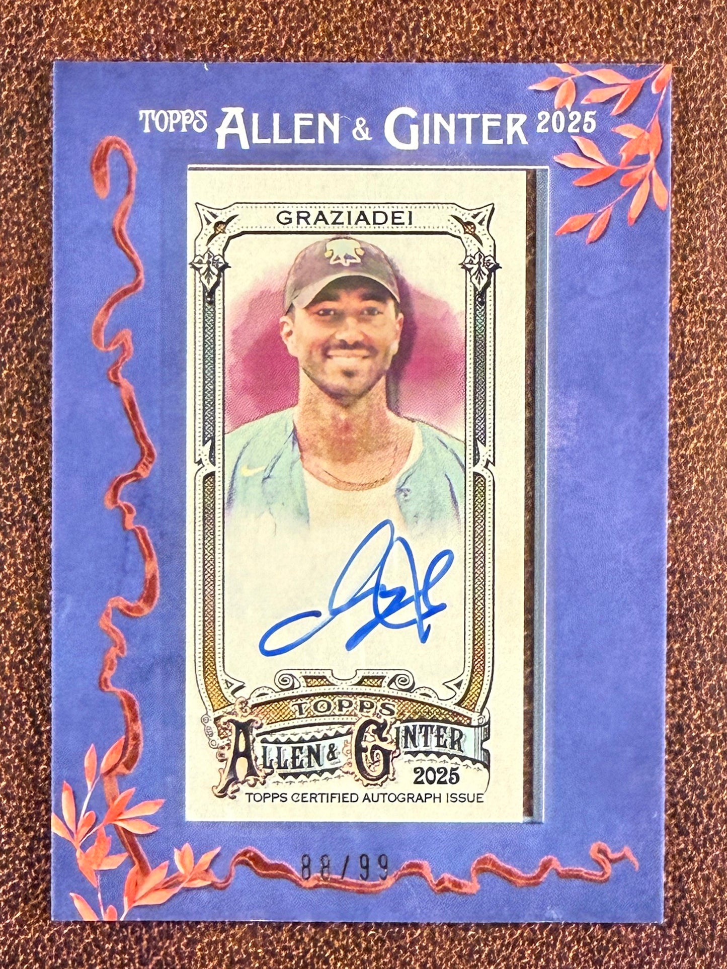 Joey Graziadei - 2025 Allen and Ginter - BLUE Framed Mini AUTO /99 -