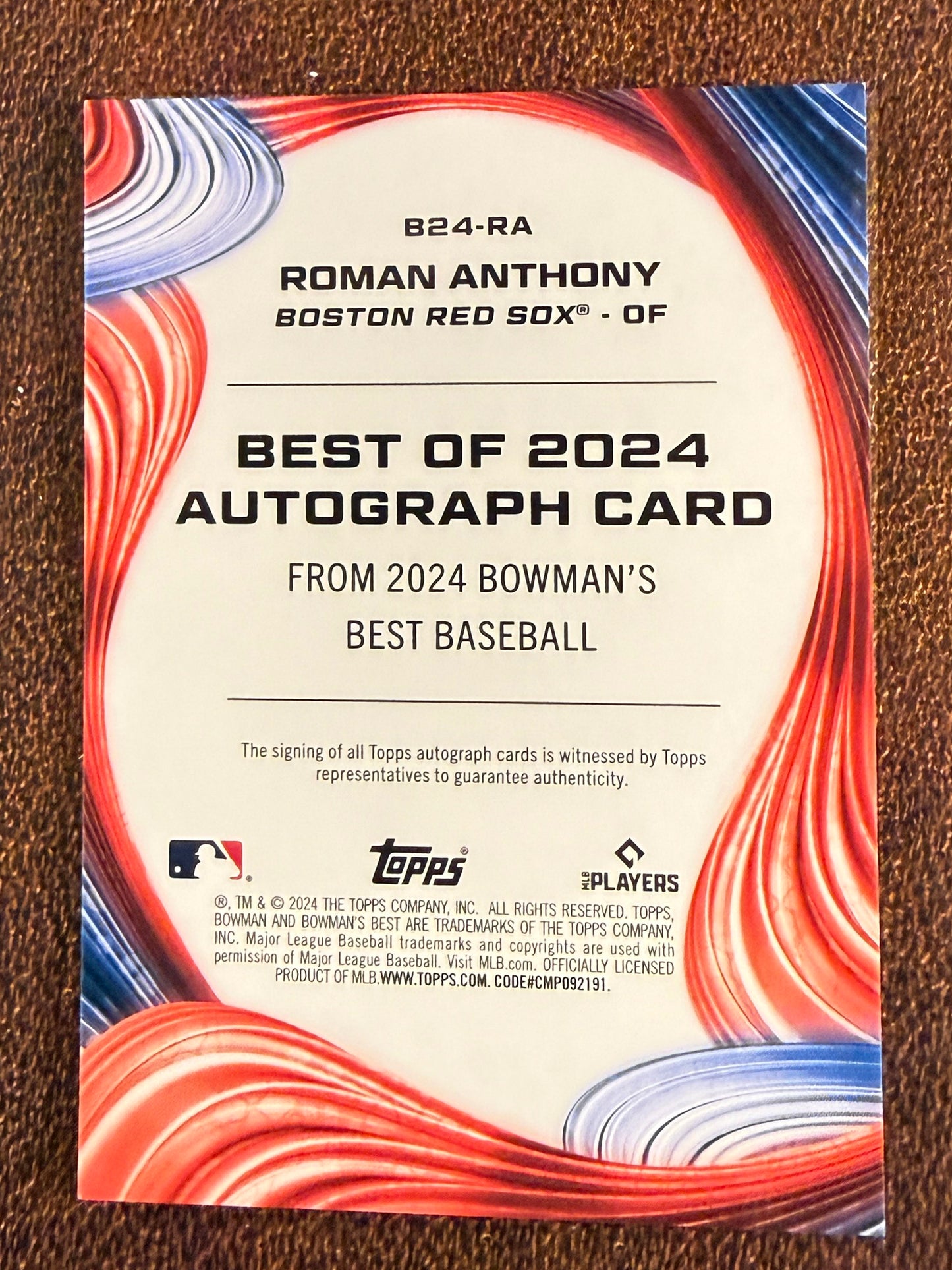 Roman Anthony - 2024 Bowmans Best - AUTO - Red Sox