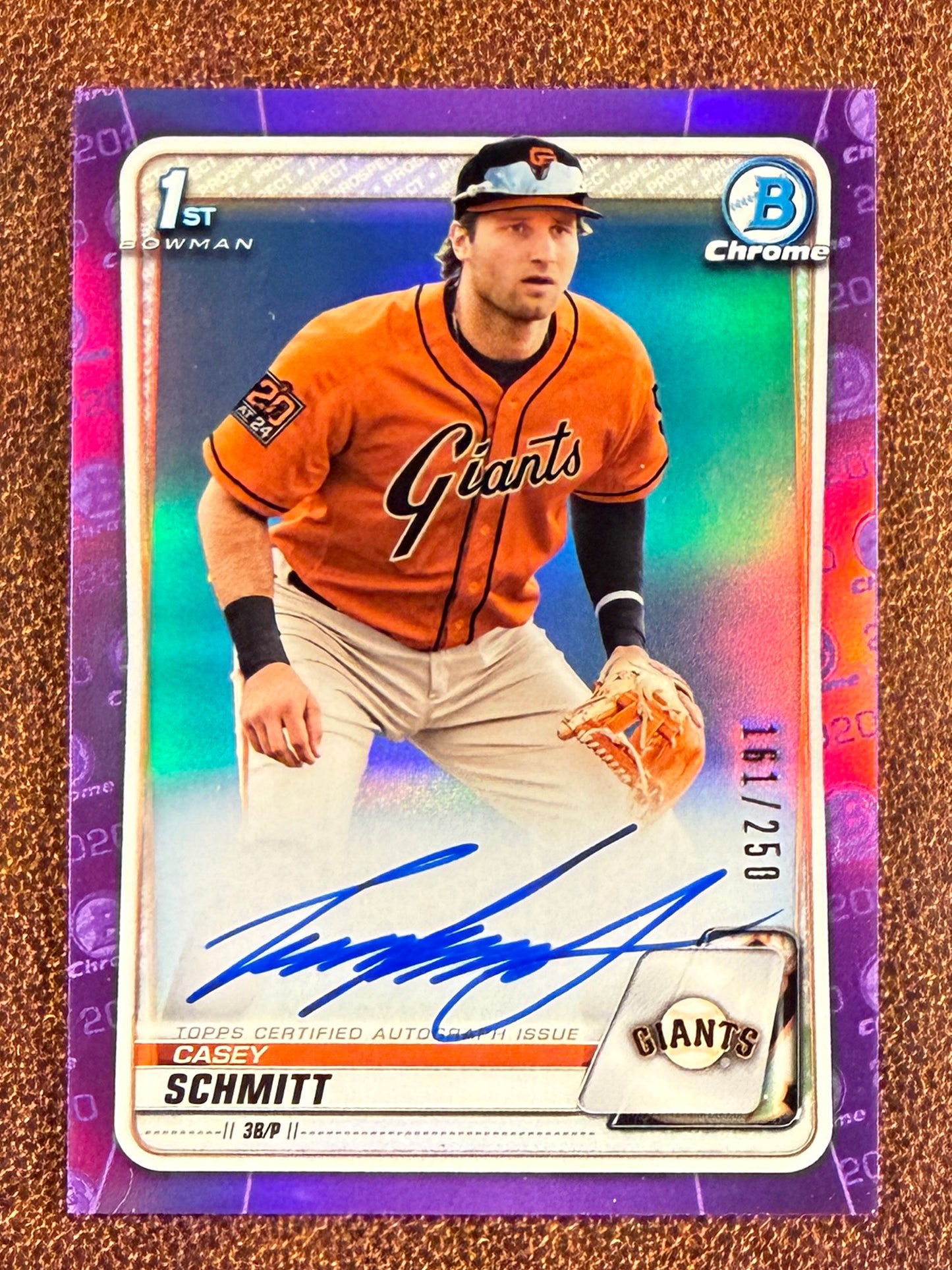 Casey Schmitt - 2020 Bowman - PURPLE 1st Chrome AUTO /250 - Giants