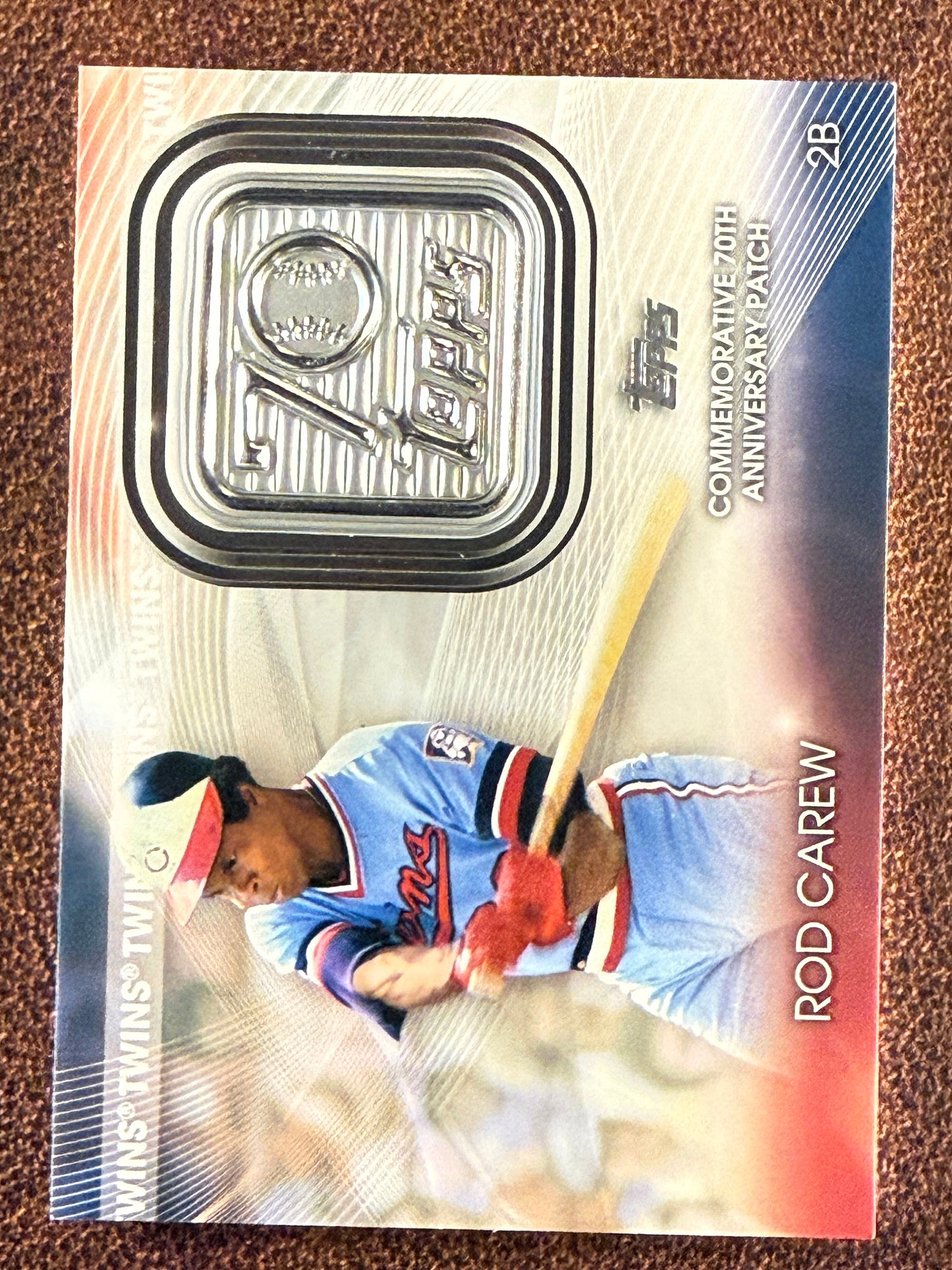 Rod Carew - 2021 Topps Series 2 - 70th Anniversary Logo Patch Card - Twins