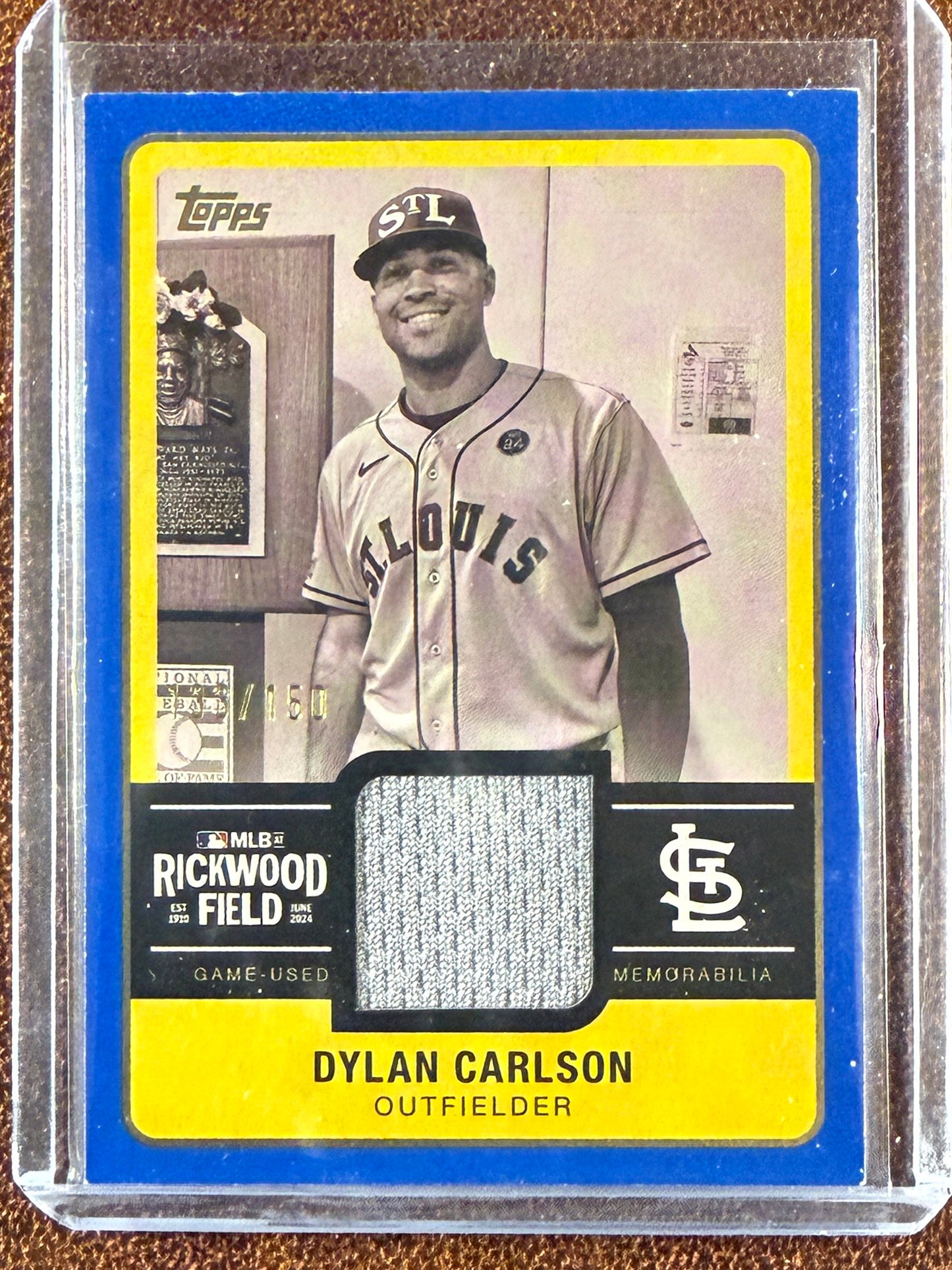 Dylan Carlson - 2025 Topps Series 1 - Rickwood Field RELIC /150 (*Edge/Corner Whiting*) - Cardinals