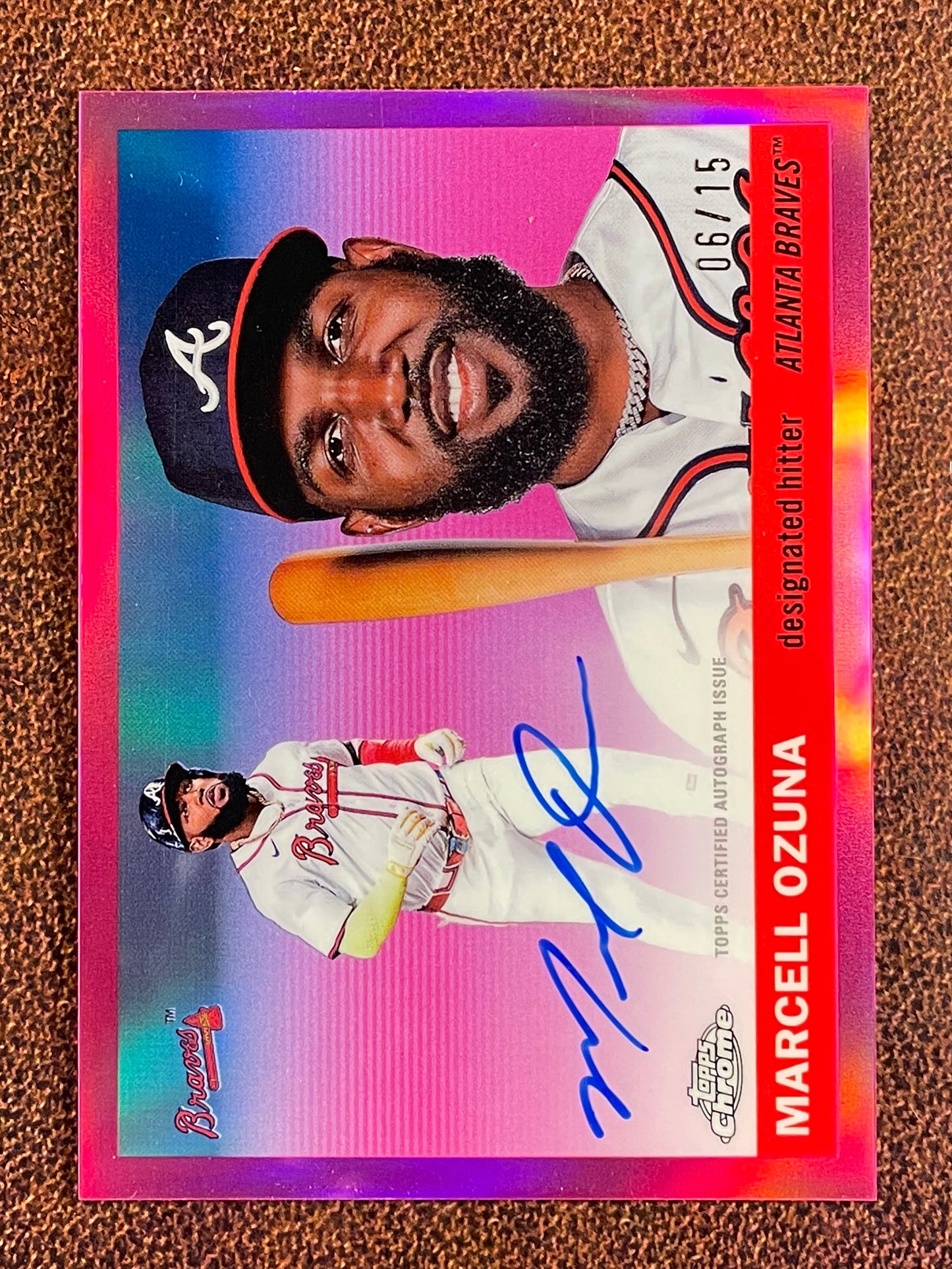 Marcell Ozuna - 2025 Topps Chrome Platinum - PINK Refractor AUTO /15 - Braves