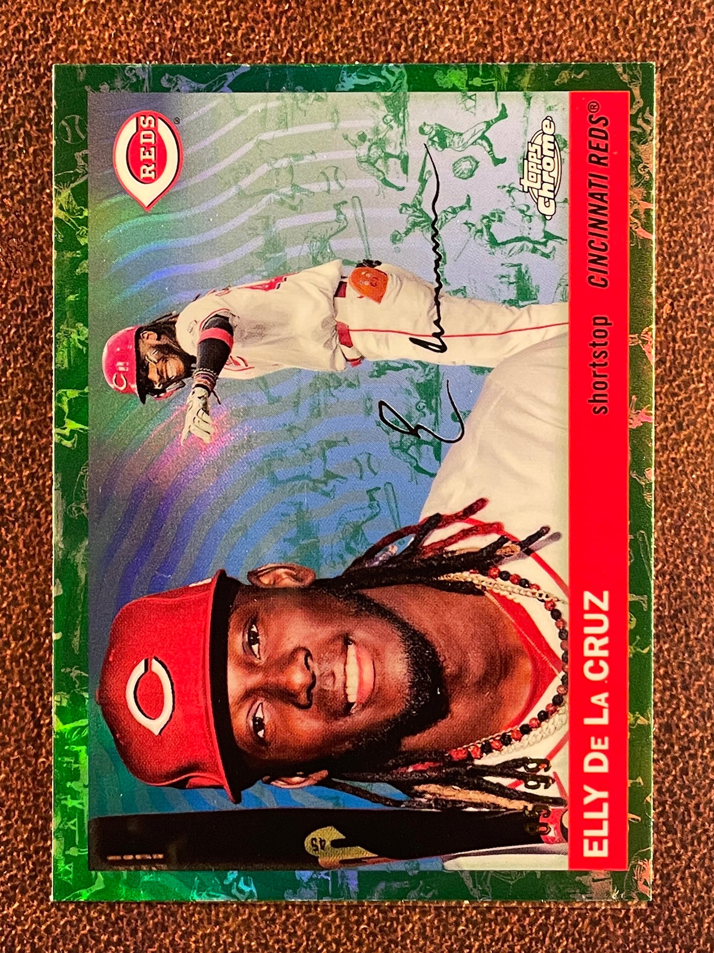 Elly De La Cruz - 2025 Topps Chrome Platinum - GREEN Toile Refractor /99 - Reds