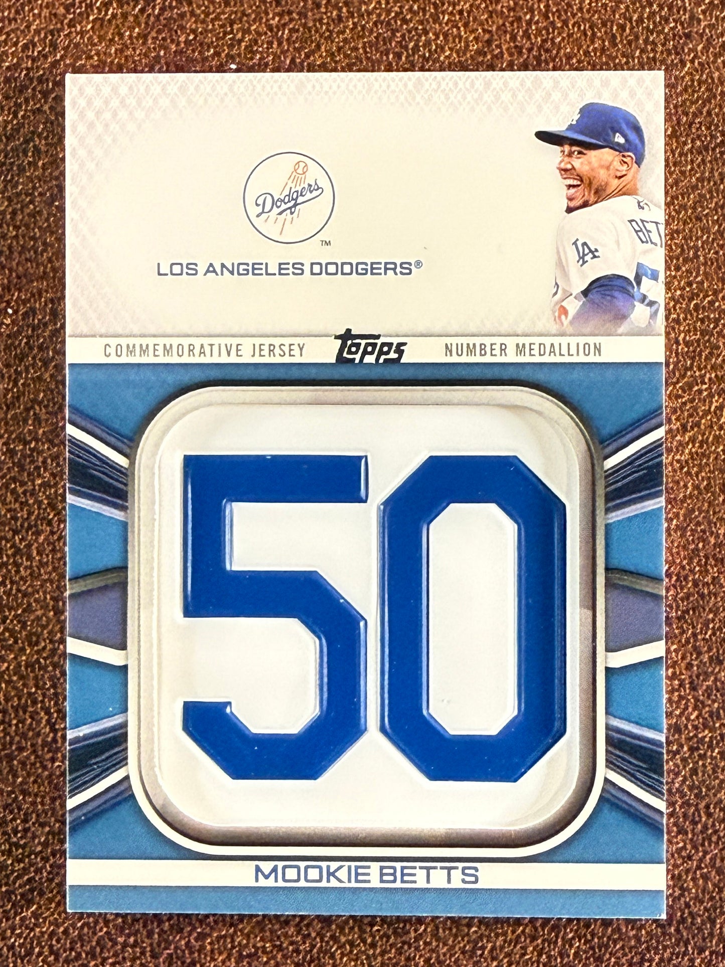 Mookie Betts - 2022 Topps Series 1 - Player Jersey Number Medallion - Dodgers