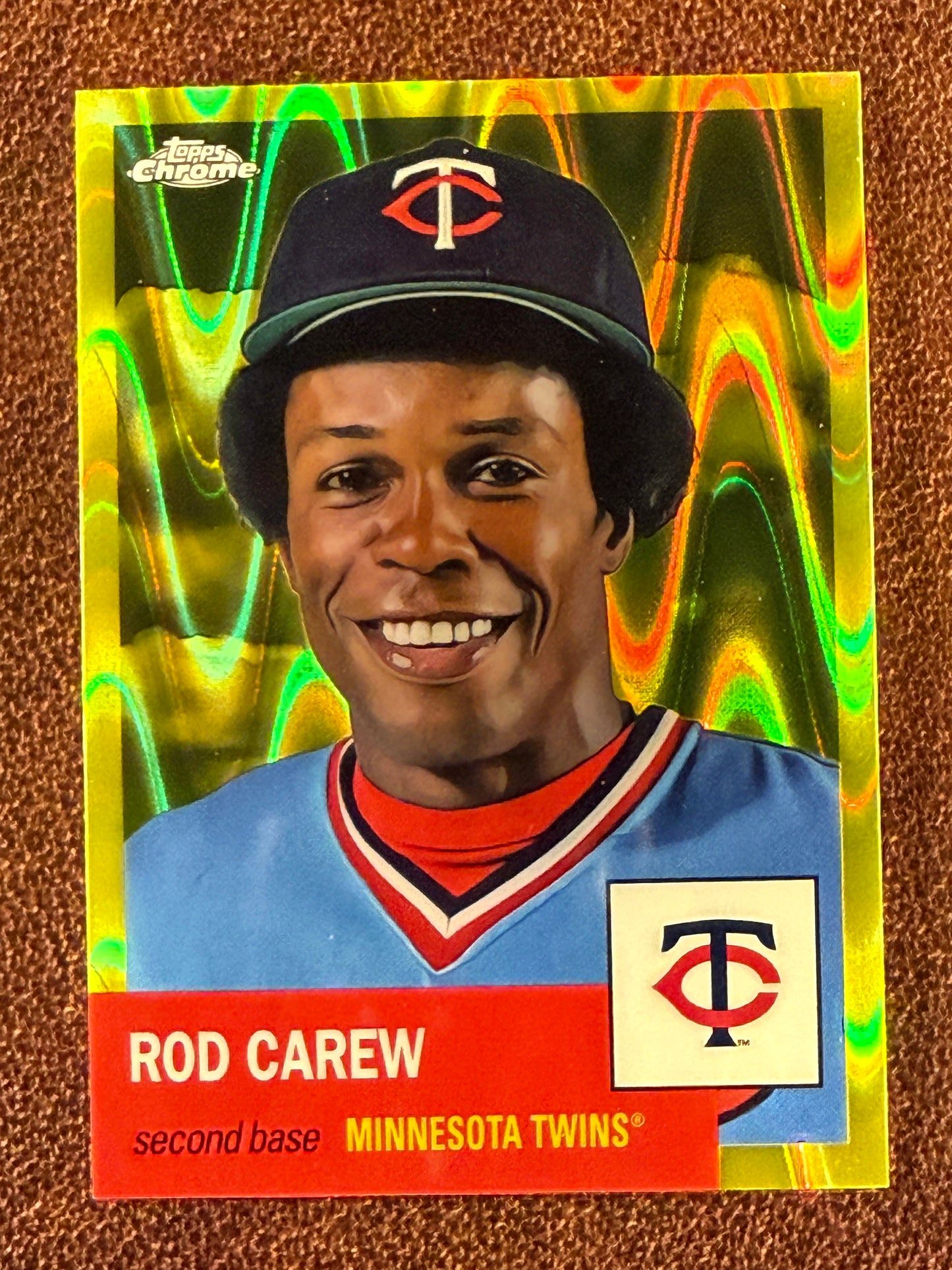 Rod Carew - 2022 Topps Chrome Platinum Anniversary - YELLOW Raywave /250 - Twins