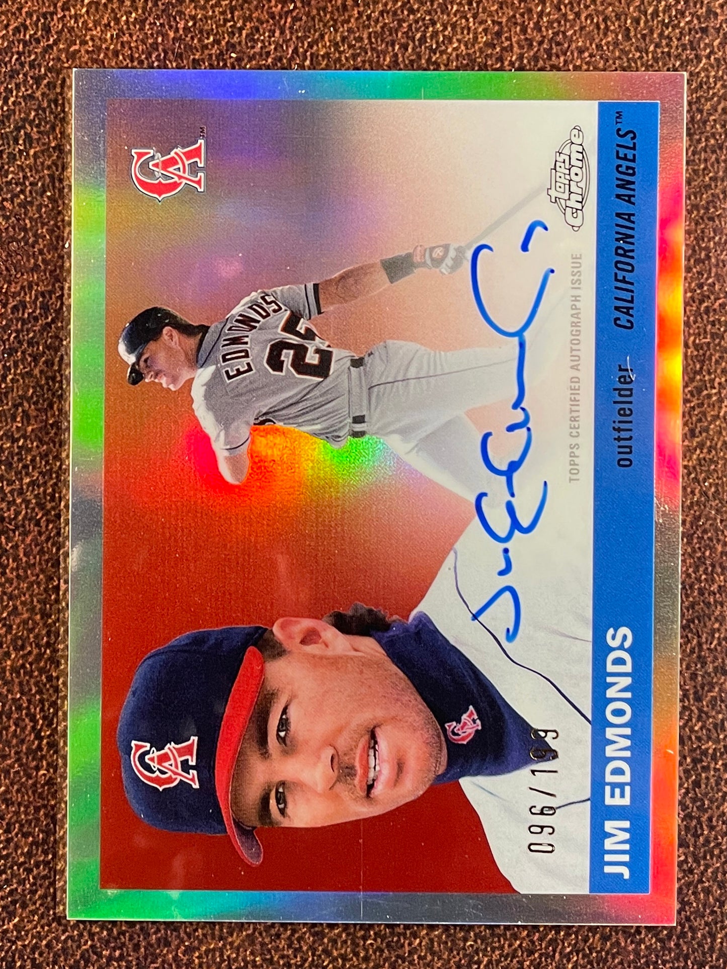 Jim Edmonds - 2025 Topps Chrome Platinum - Refractor AUTO /199 (*Slight Surface Scratching*) - Angels