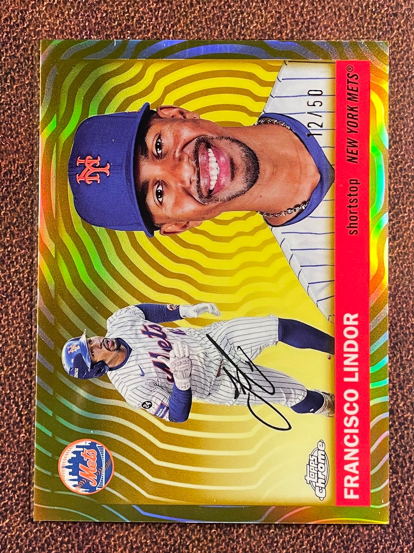 Francisco Lindor - 2025 Topps Chrome Platinum - GOLD Vibrations Refractor /50 - Mets