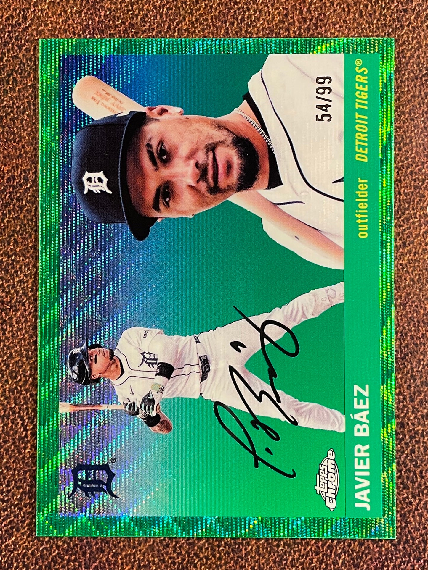 Javier Baez - 2025 Topps Chrome Platinum - GREEN Wave Refractor /99 - Tigers