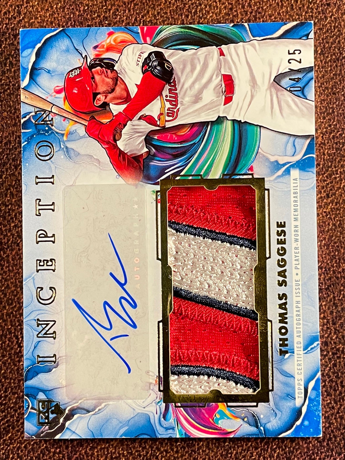 Thomas Saggese - 2025 Topps Inception - AUTO RELIC /25 (*Corner Issues*) - Cardinals