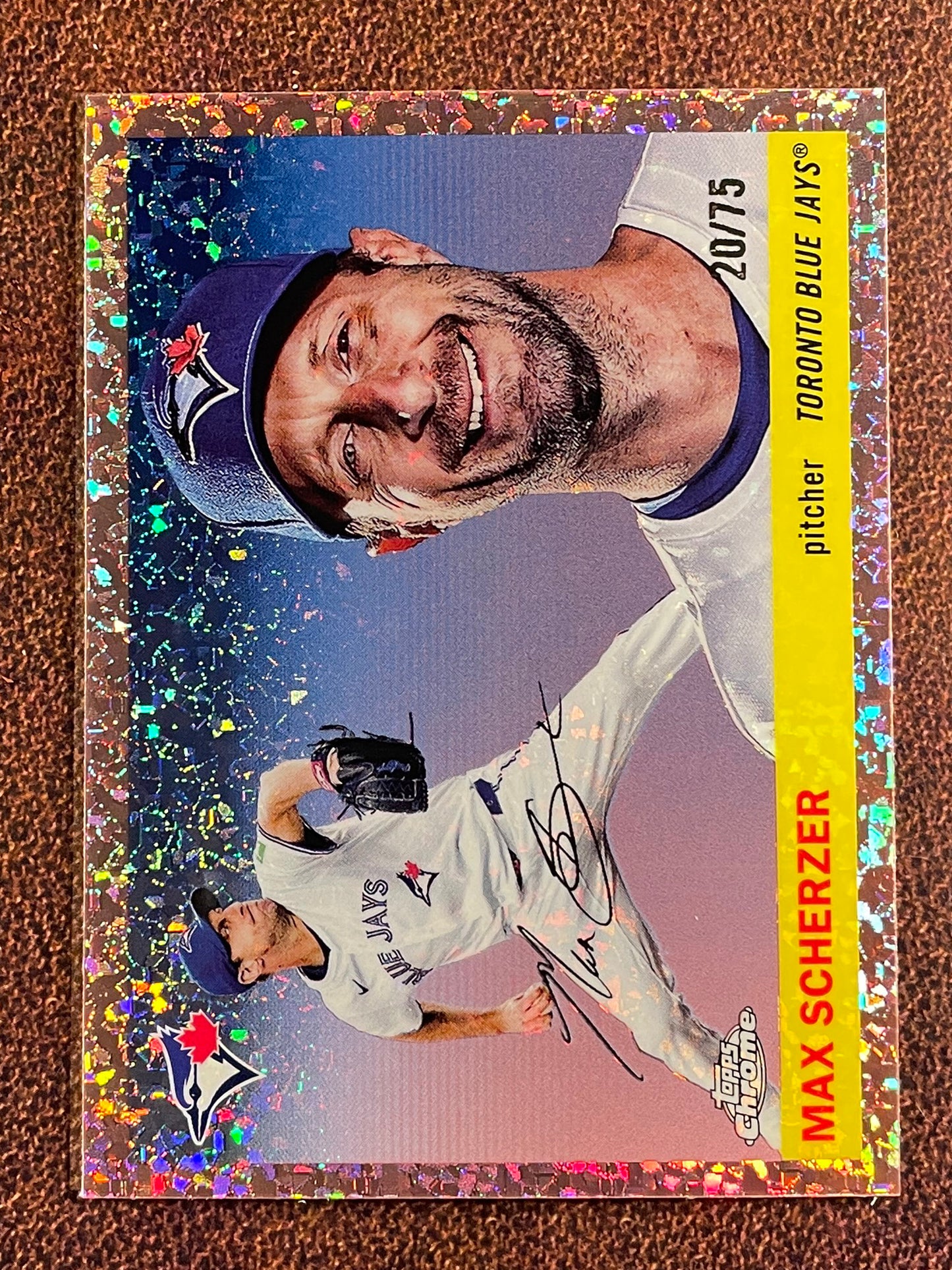 Max Scherzer - 2025 Topps Chrome Platinum - ROSE GOLD Mini Diamond Refractor /75 - Blue Jays