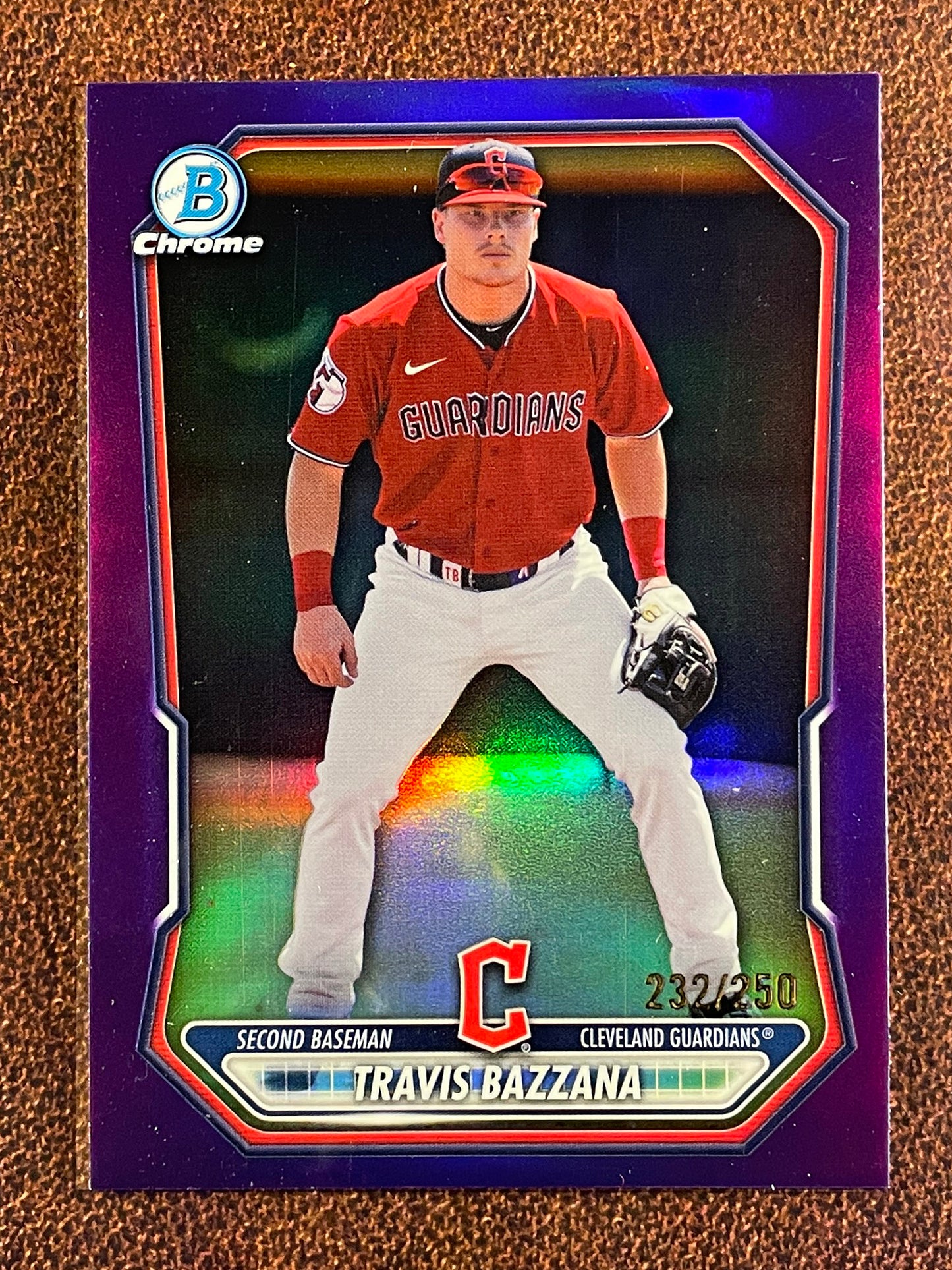 Travis Bazzana - 2026 Bowman - PURPLE Refractor /250 (*Surface Scratches*) - Guardians