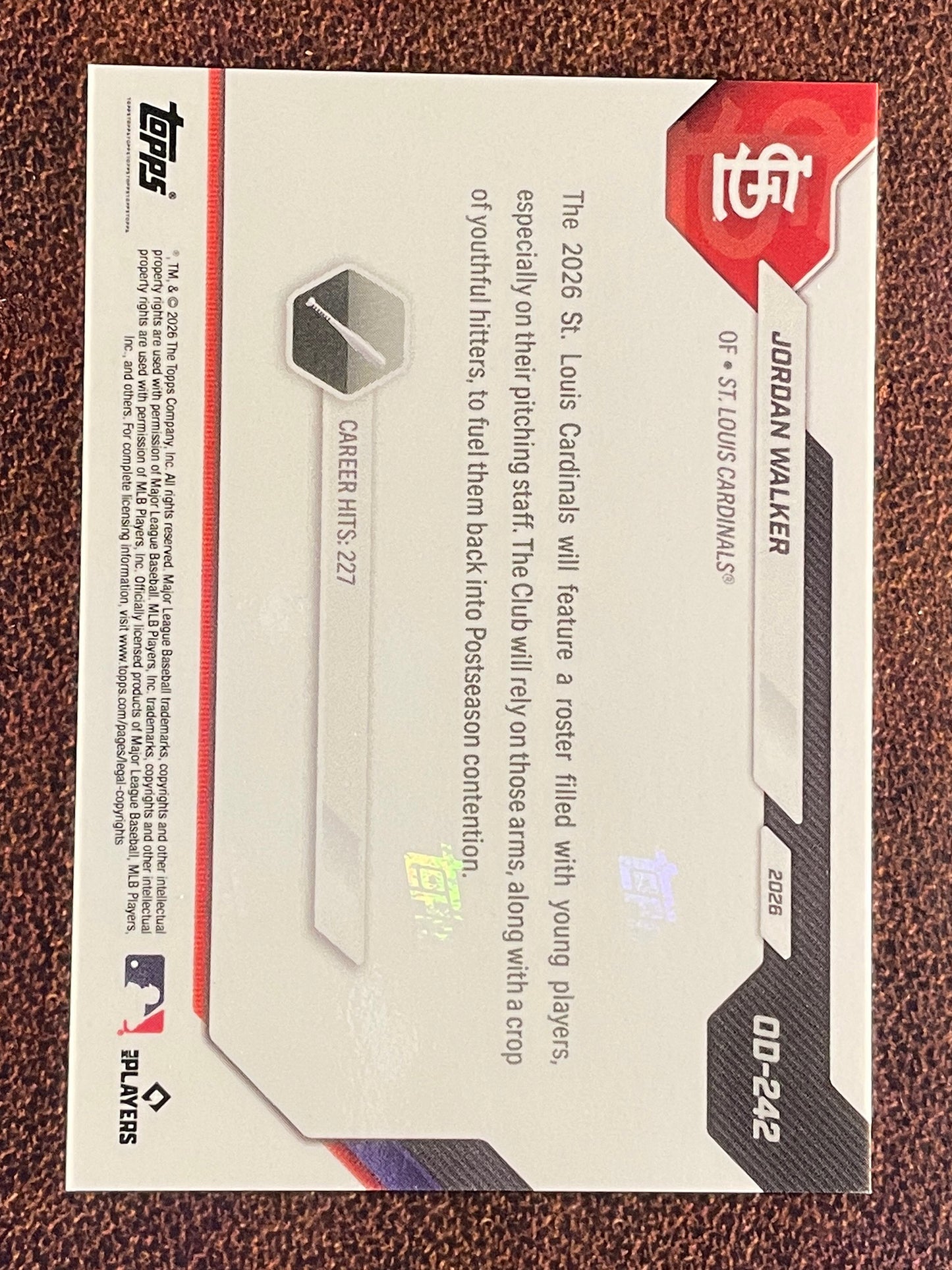 Jordan Walker - 2026 Topps Now Road to Opening Day - BLACK Foil /10 - Cardinals