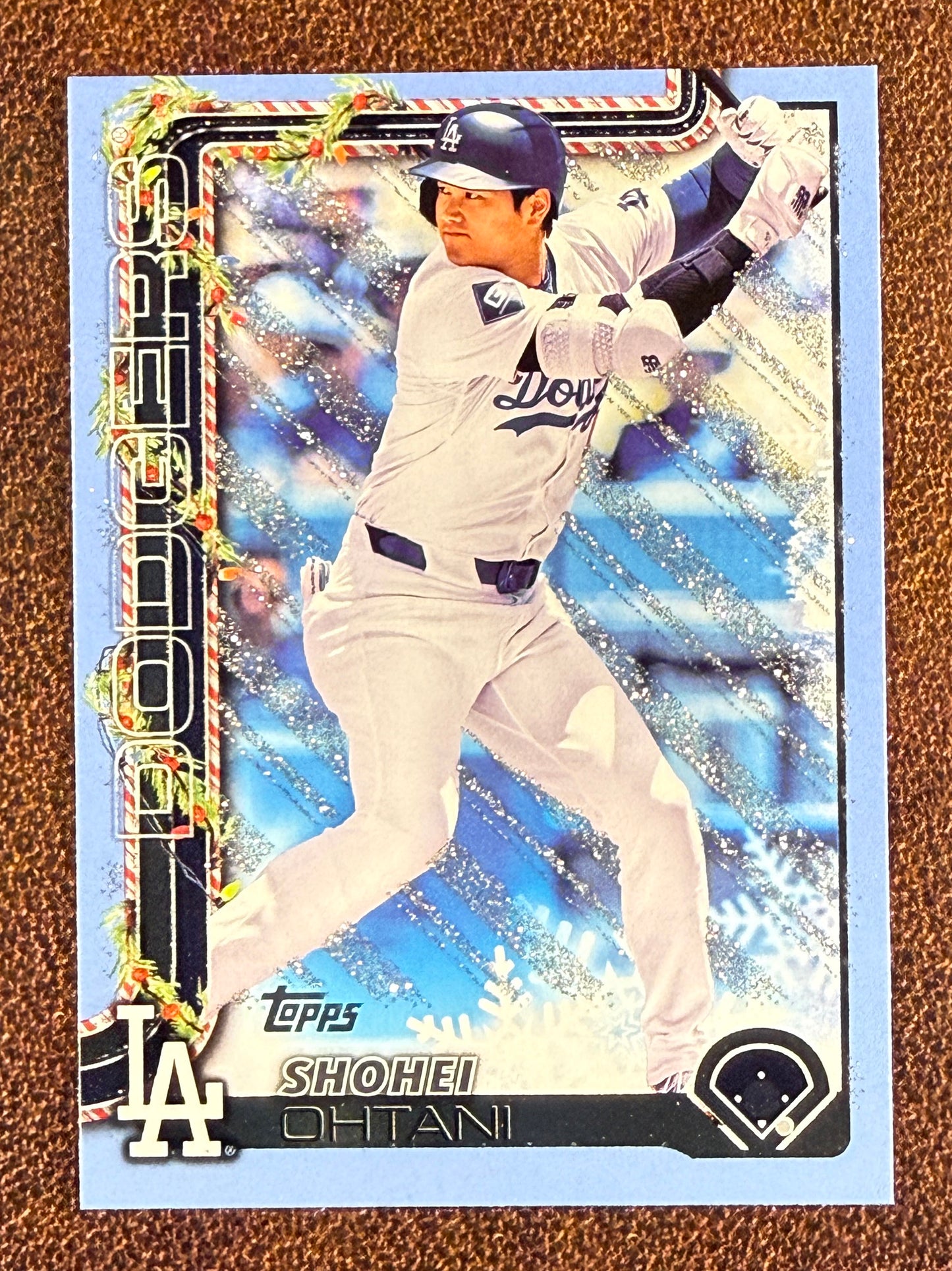 Shohei Ohtani - 2025 Topps Holiday - Light Blue and White Glitter Parallel - Dodgers