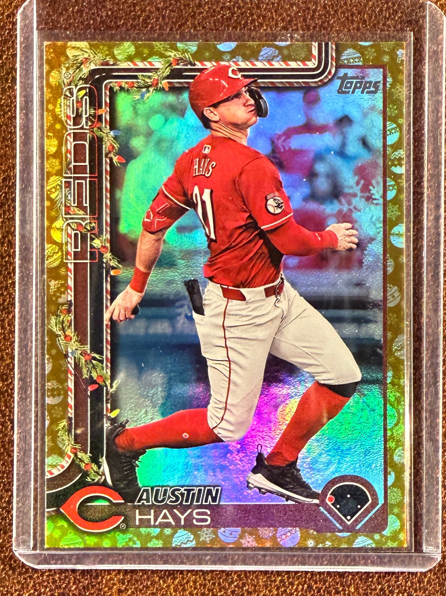 Austin Hays - 2025 Topps Holiday - Stocking Stuffer Pack Gold Ornament Foil Border SSP (PR: 10) - Reds