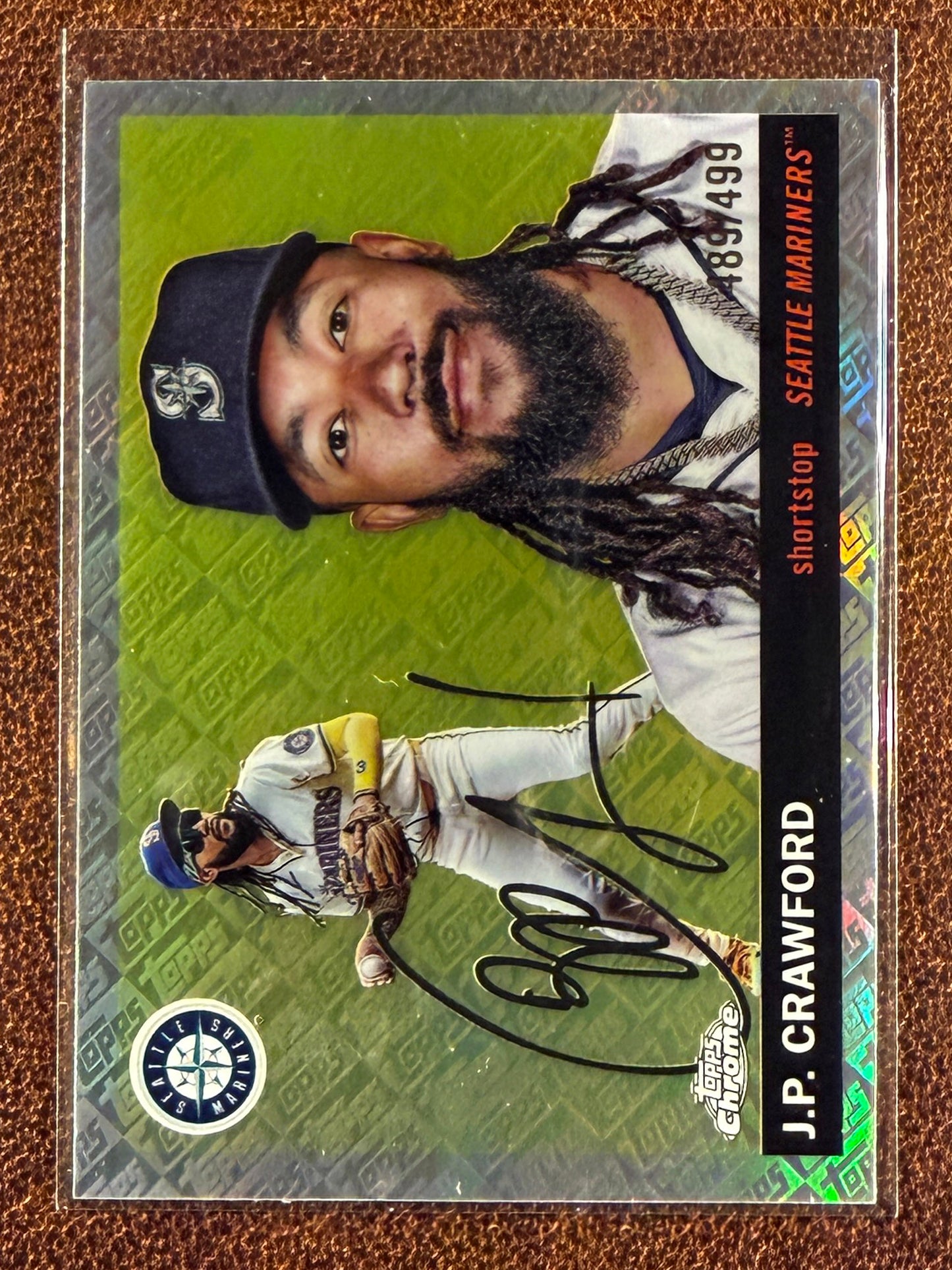 J.P. Crawford - 2025 Topps Chrome Platinum - Topps Logo Refractor /499 - Mariners