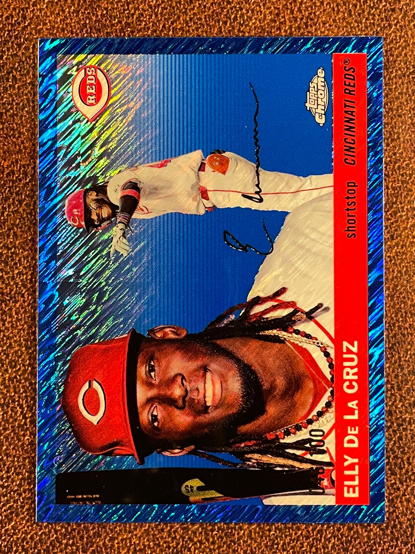 Elly De La Cruz - 2025 Topps Chrome Platinum - BLUE Shimmer Refractor /100 - Reds