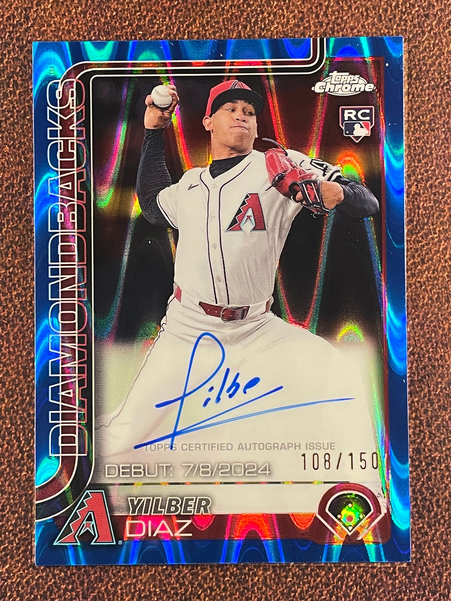 Yilber Diaz - 2025 Topps Chrome - BLUE Rookie Raywave AUTO /150 - Diamondbacks