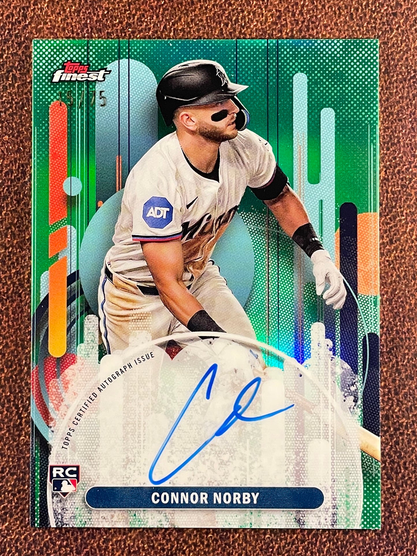 Connor Norby - 2025 Topps Finest - GREEN AUTO /75 - Marlins
