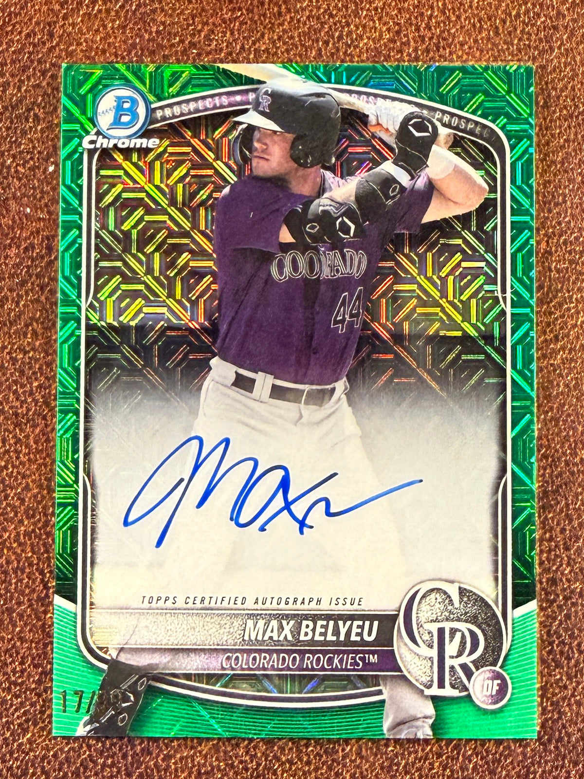 Max Belyeu - 2025 Bowman - GREEN MOJO AUTO /99 - Rockies