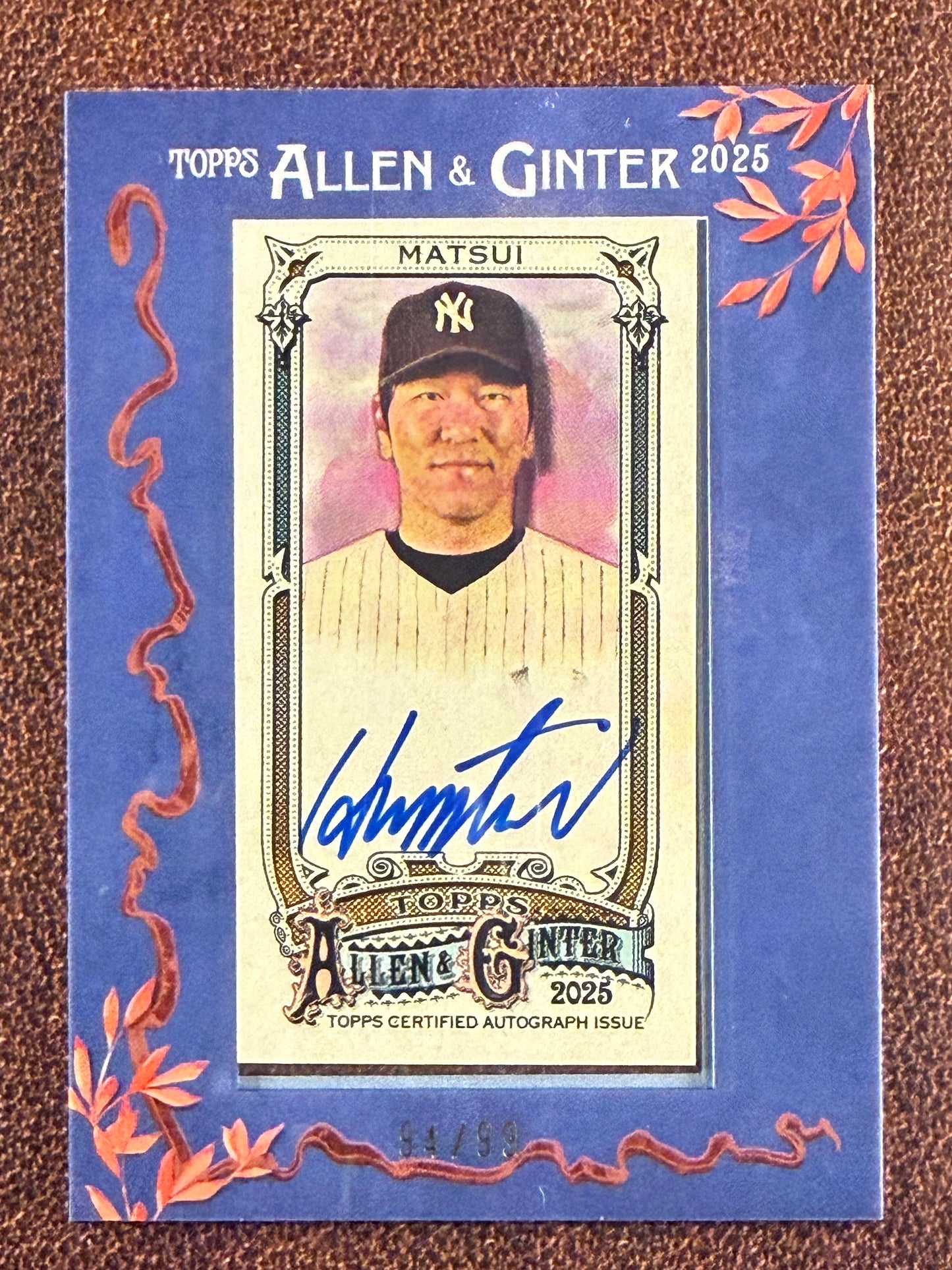 Hideki Matsui - 2025 Allen & Ginter - BLUE Framed AUTO /99 - Yankees