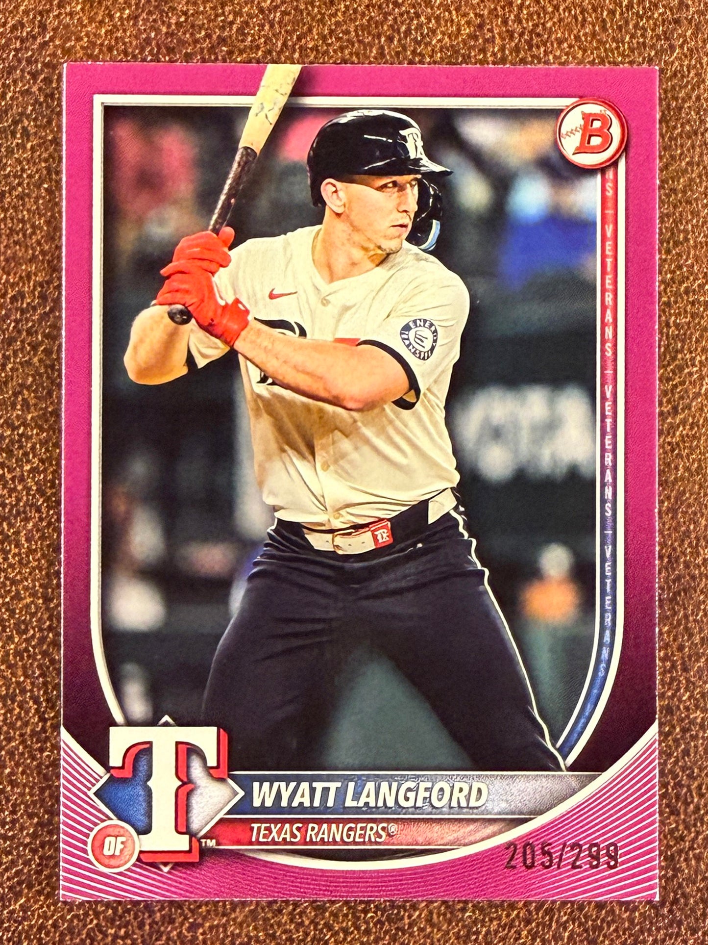 Wyatt Langford - 2025 Bowman - PURPLE Paper /250 - Rangers