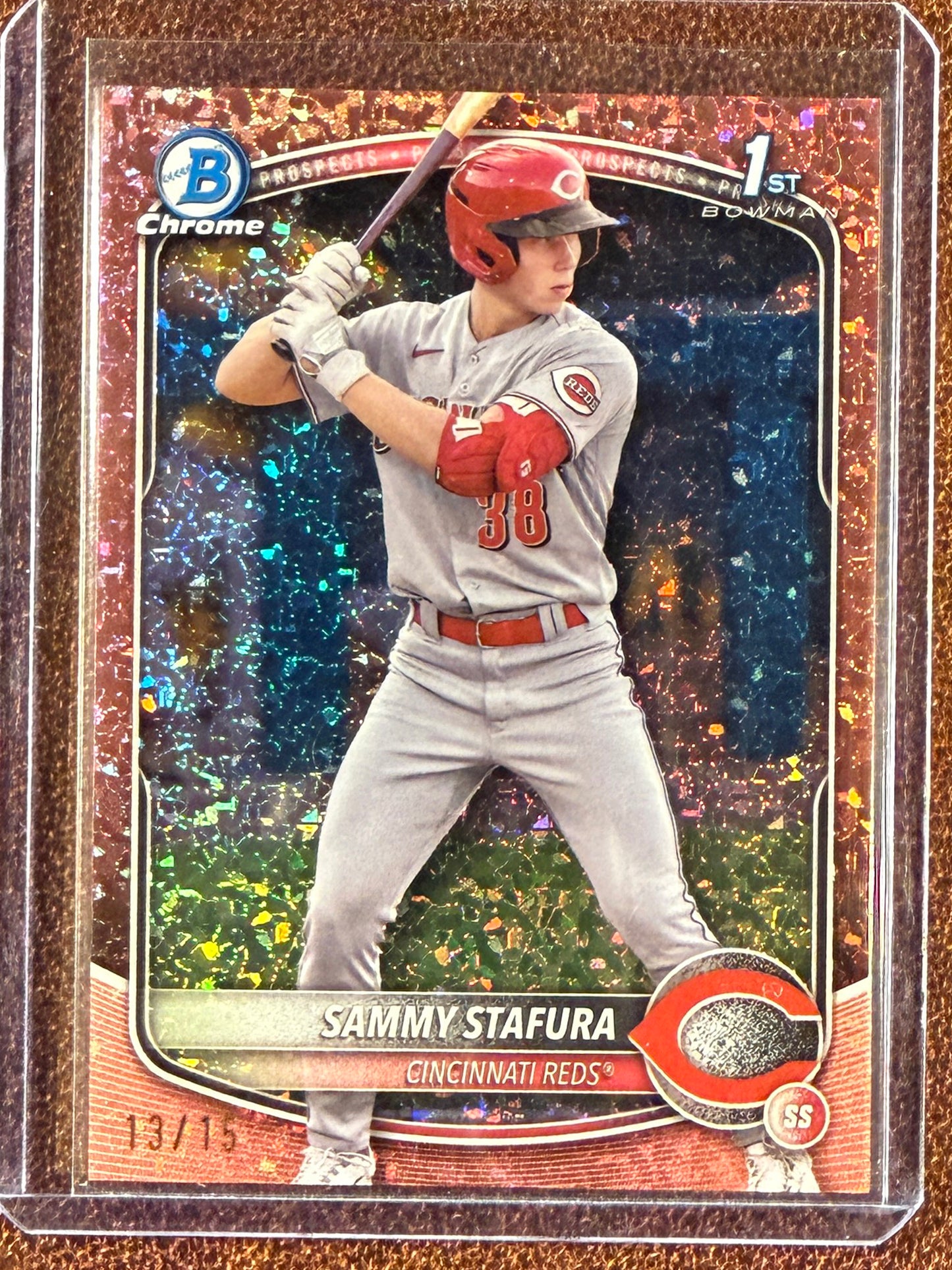 Sammy Stafura - 2025 Bowman Chrome - 1st Bowman PINK /15 - Reds