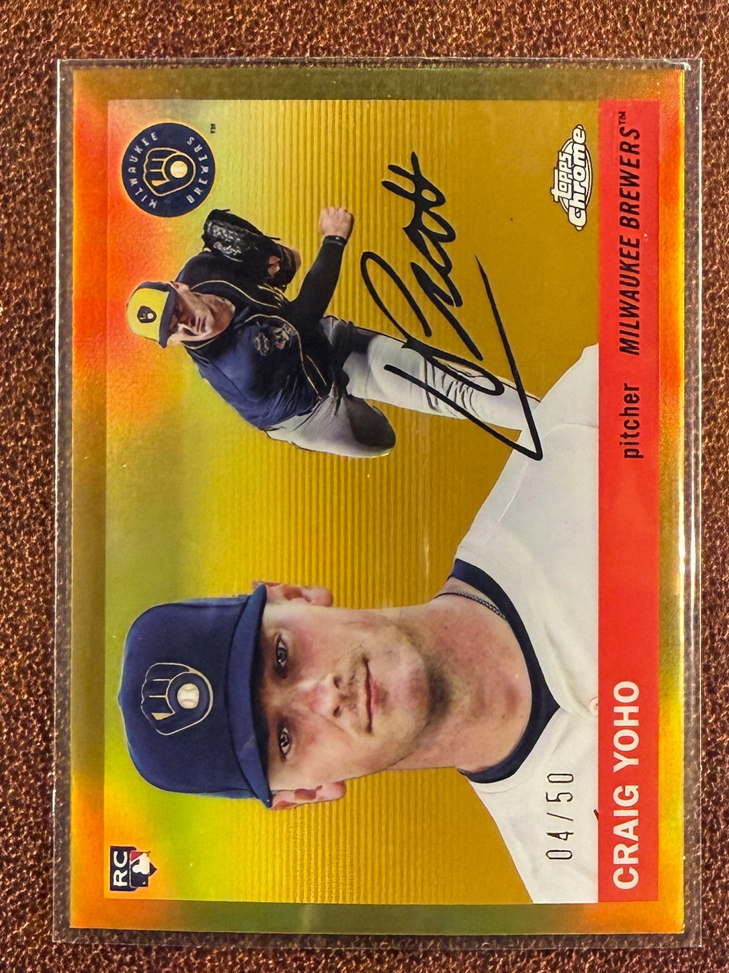 Craig Yoho - 2025 Topps Chrome Platinum - Rookie GOLD Refractor /50 - Brewers