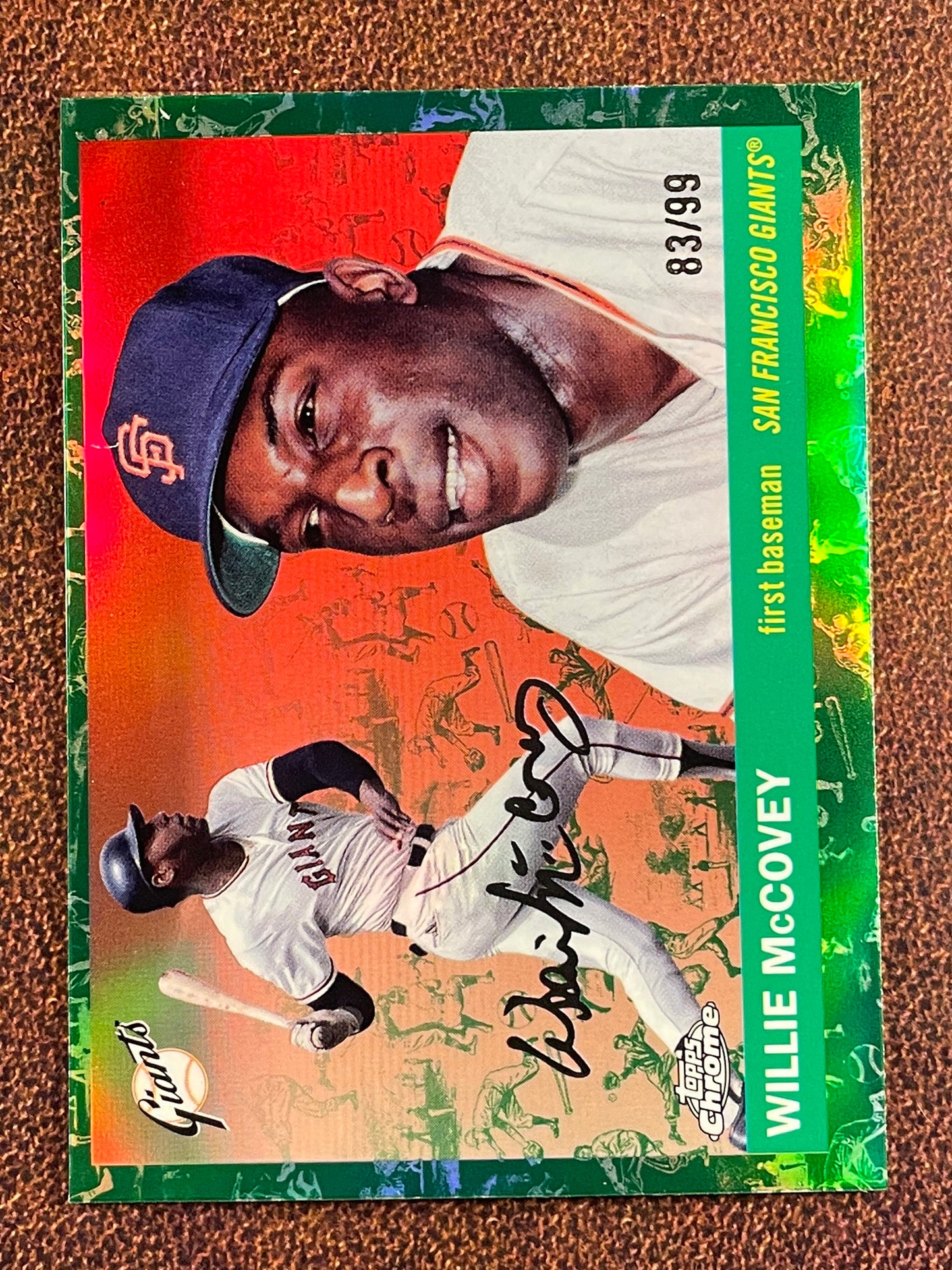 Willie McCovey - 2025 Topps Chrome Platinum - GREEN Toile Refractor /99 - Giants