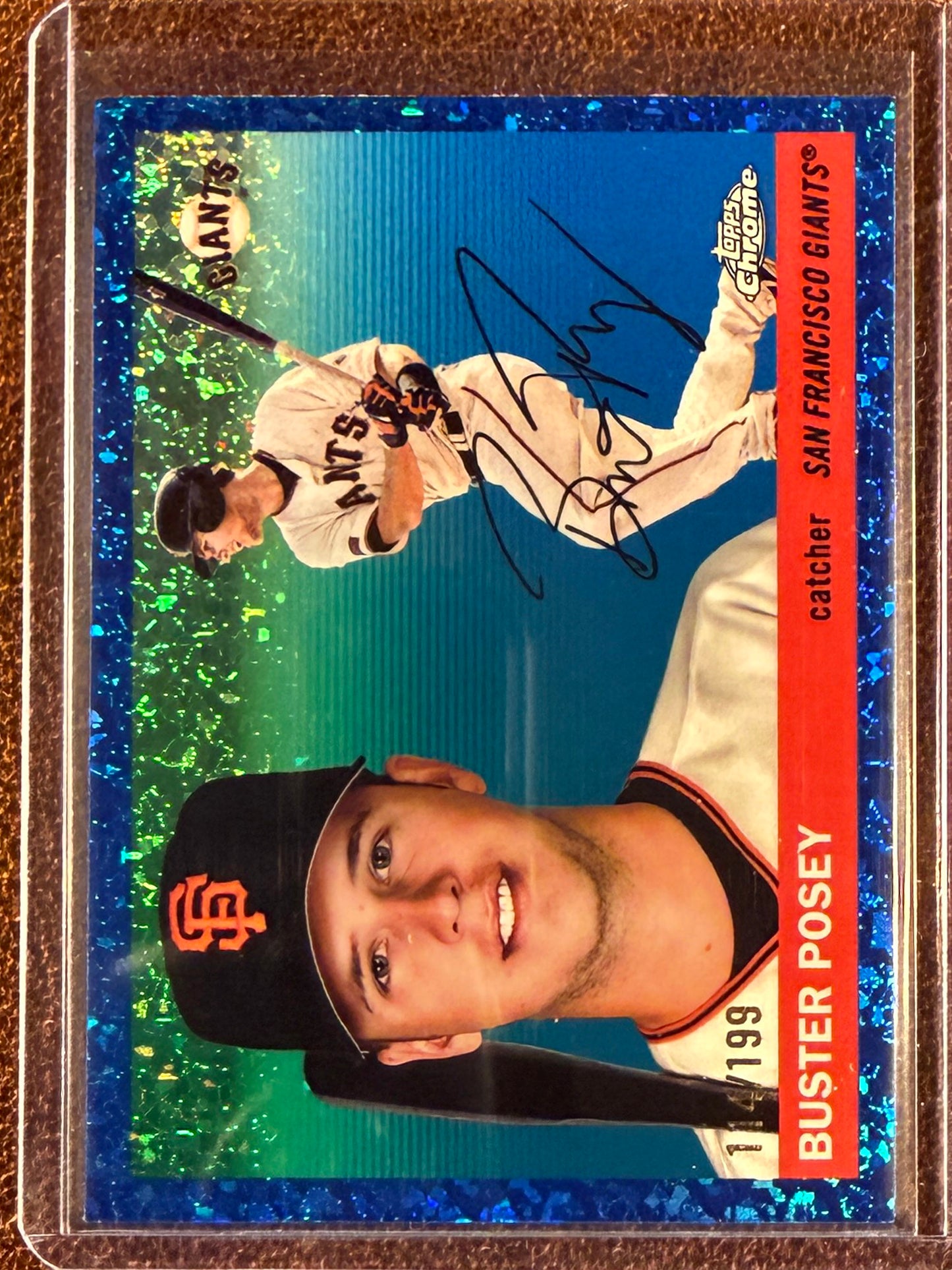 Buster Posey - 2025 Topps Chrome Platinum - BLUE Mini Diamond Refractor /199 - Giants