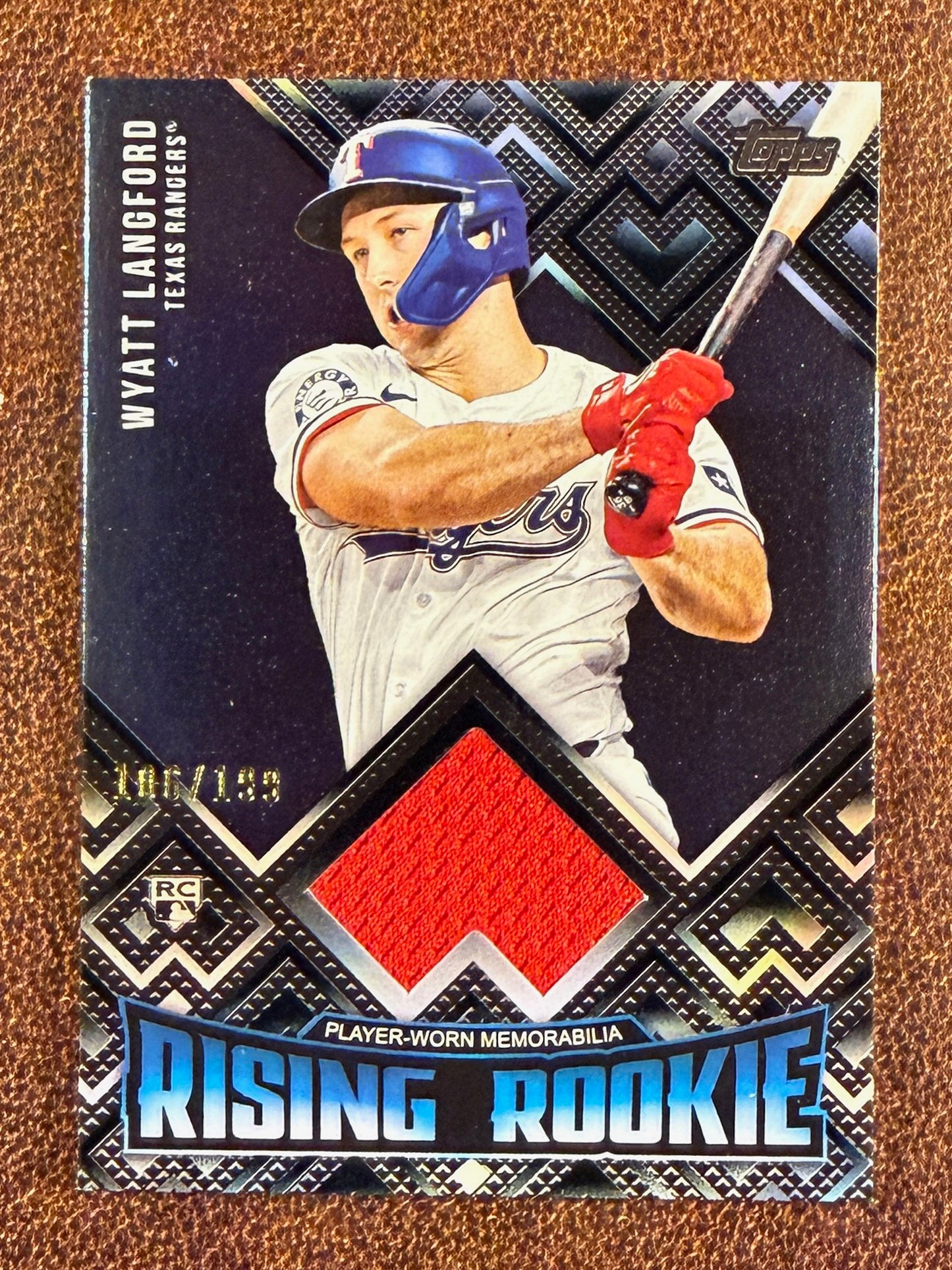 Wyatt Langford - 2024 Topps Update - BLACK Rising Rookies RELIC /199 - Rangers