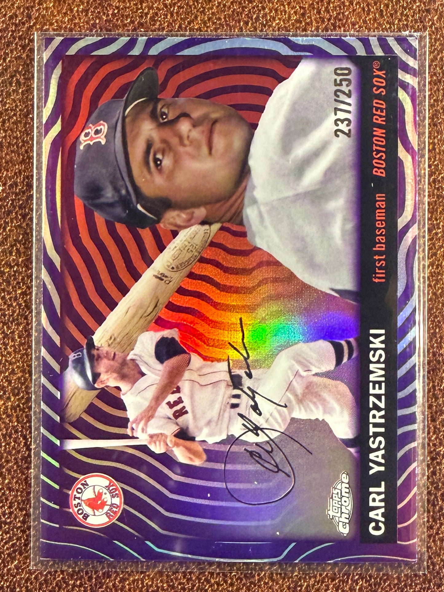 Carl Yastrzemski - 2025 Topps Chrome Platinum - PURPLE Shimmer Refractor /250 - Red Sox