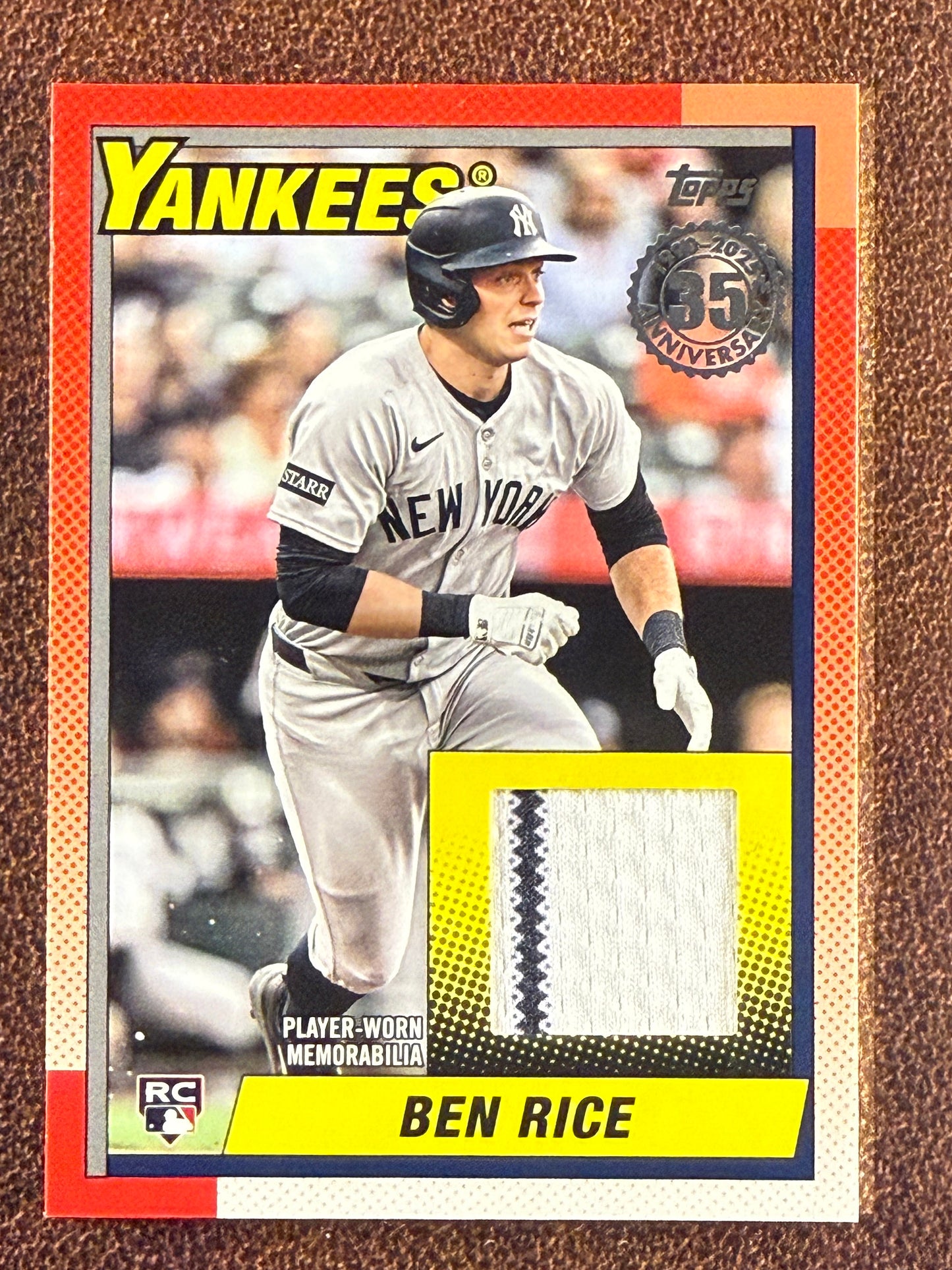 Ben Rice - 2025 Topps Update - 1990 Player Worn RELIC - Yankees