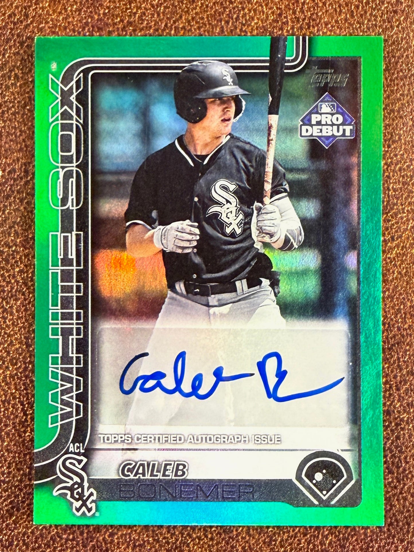 Caleb Bonemer - 2025 Topps Pro Debut - GREEN Foil AUTO /99 (*Bottom Right Corner Issue*) - White Sox