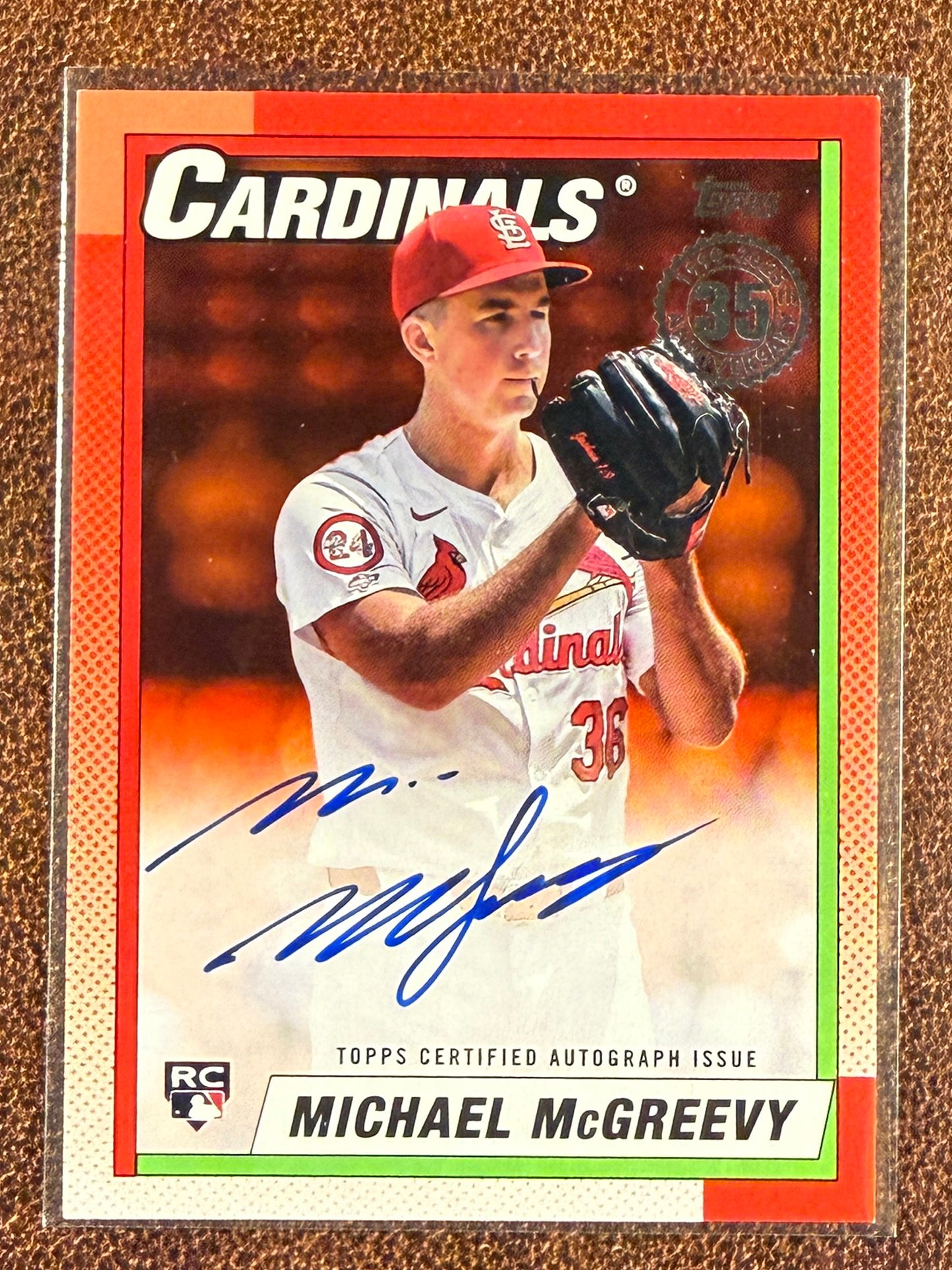 Michael McGreevy - 2025 Topps Series 2 - ORANGE Rookie 1990 AUTO /25 - Cardinals