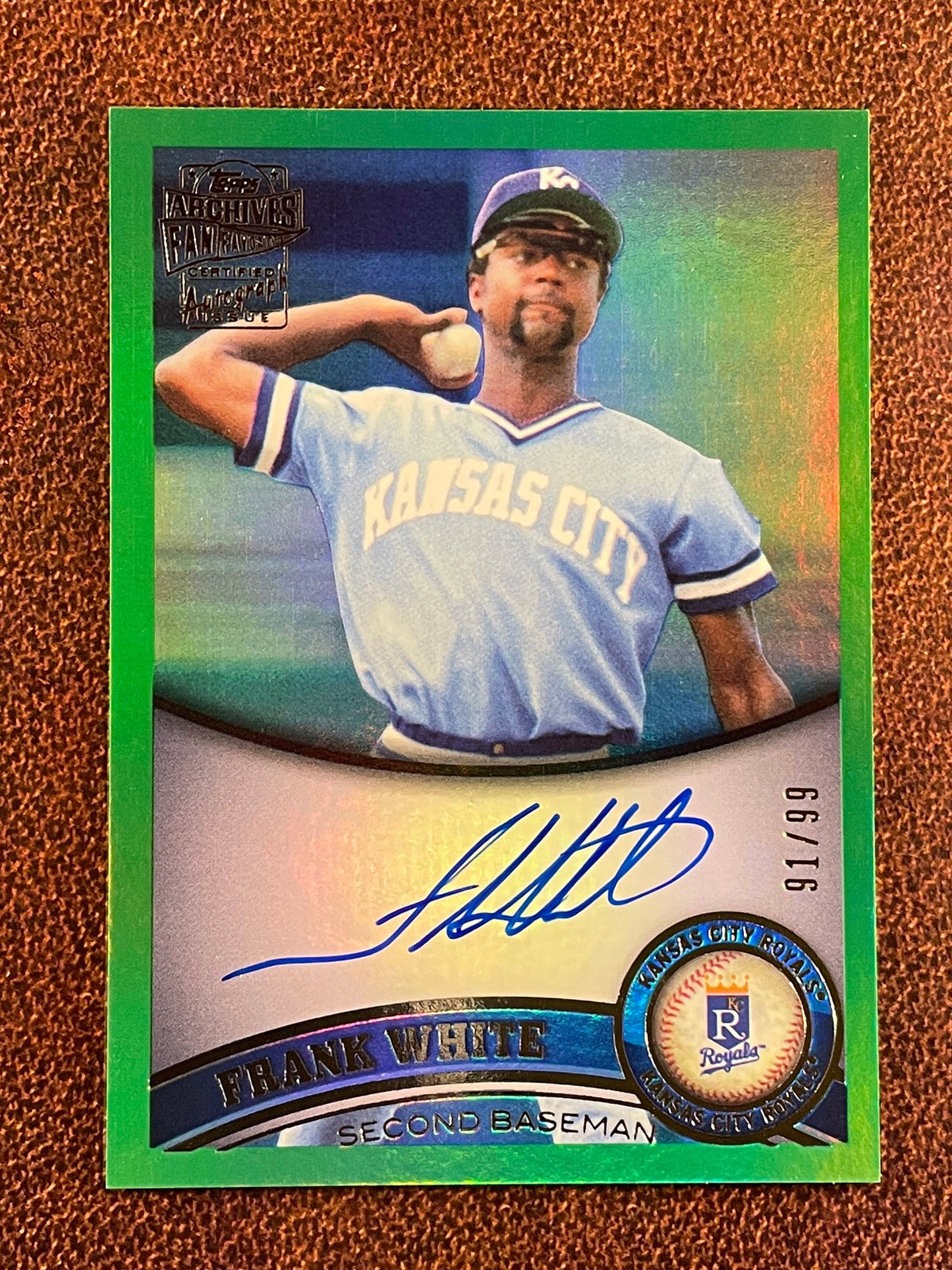 Frank White - 2025 Topps Archives - GREEN AUTO /99 - Royals