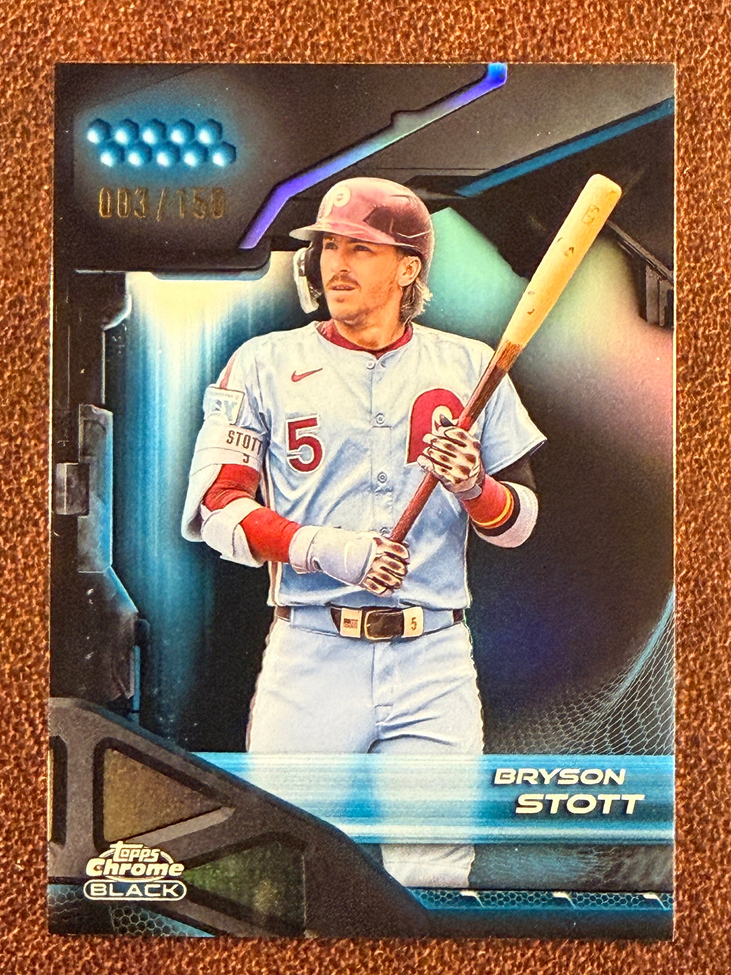 Bryson Stott - 2026 Topps Chrome Black - BLUE Refractor /150 - Phillies