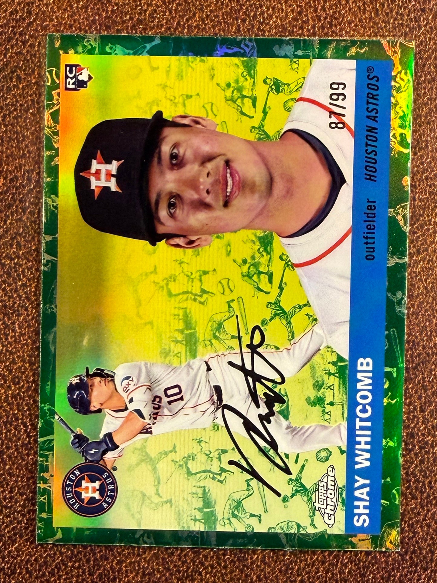 Shay Whitcomb - 2025 Topps Chrome Platinum - GREEN Rookie Toile /99 - Astros