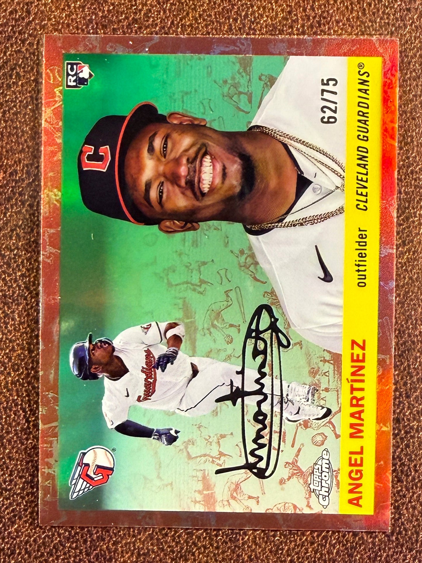 Angel Martinez - 2025 Topps Chrome Platinum - ROSE GOLD Rookie Toile /75 - Guardians