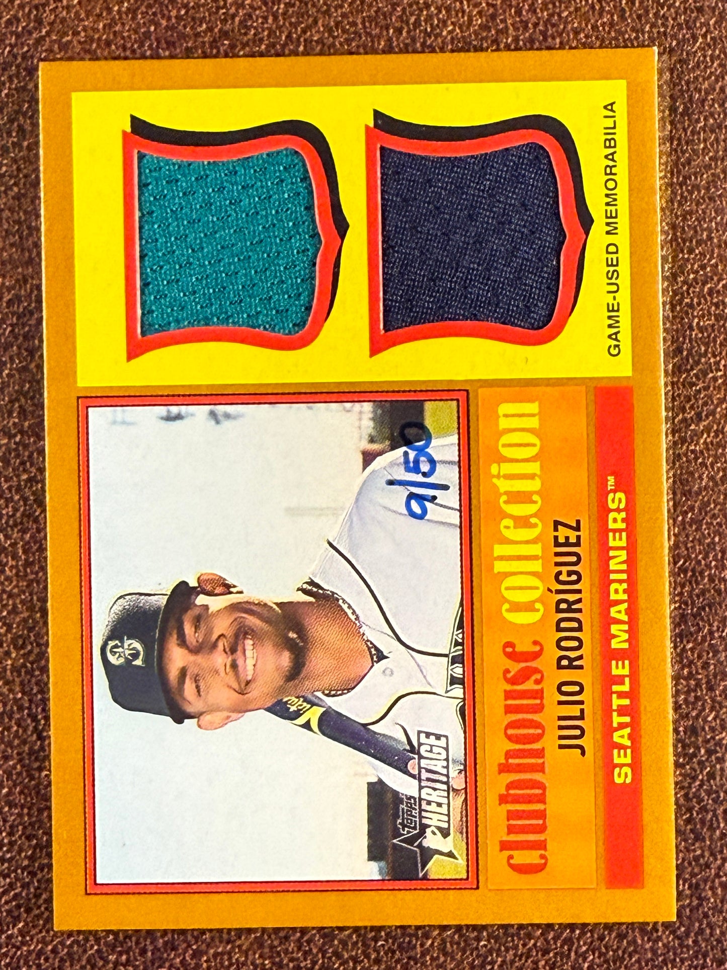 Julio Rodriguez - 2025 Topps Heritage - GOLD Clubhouse Collection Dual RELIC /50 - Mariners