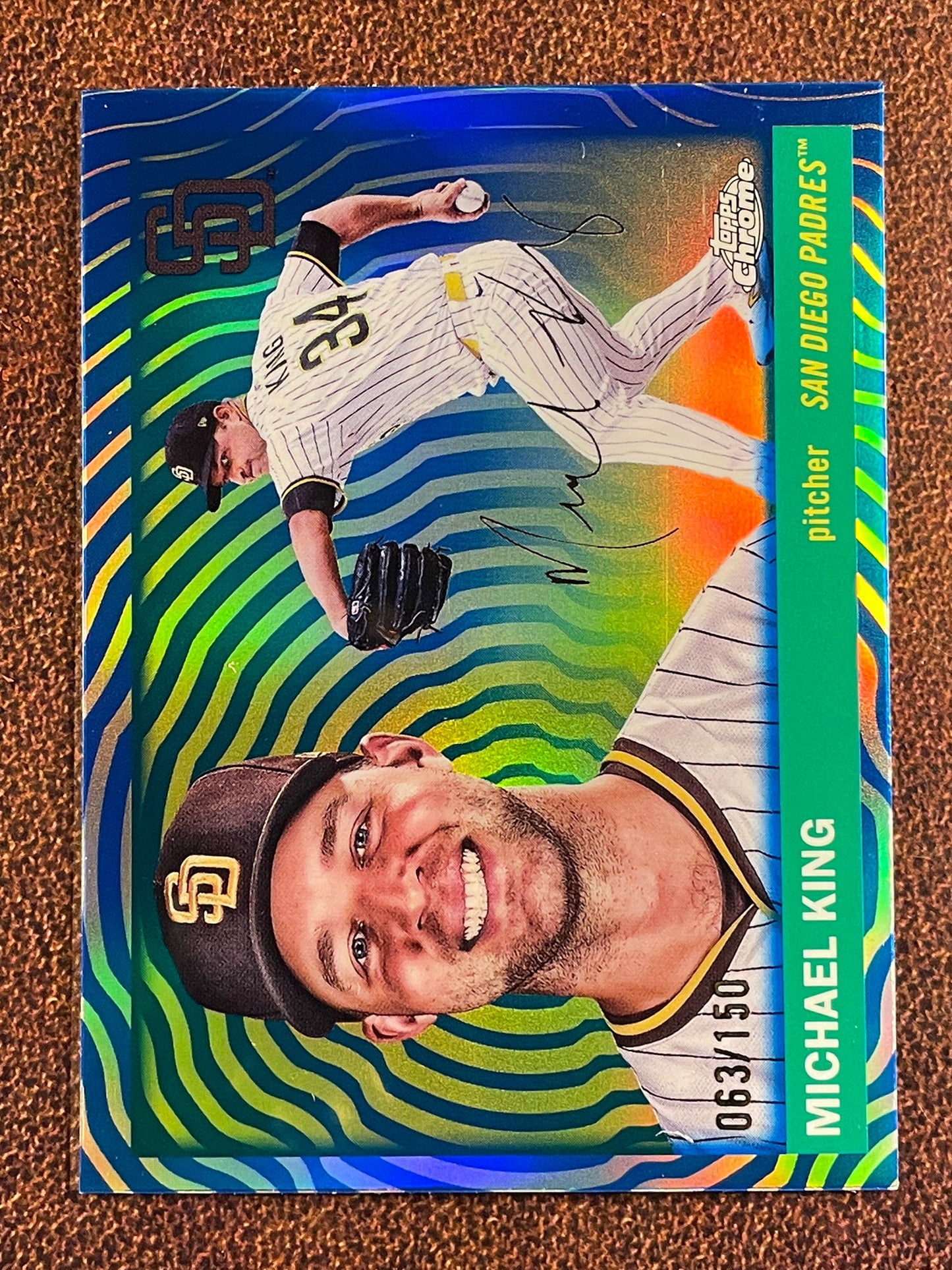 Michael King - 2025 Topps Chrome Platinum - BLUE Vibrations Refractor /150 - Padres