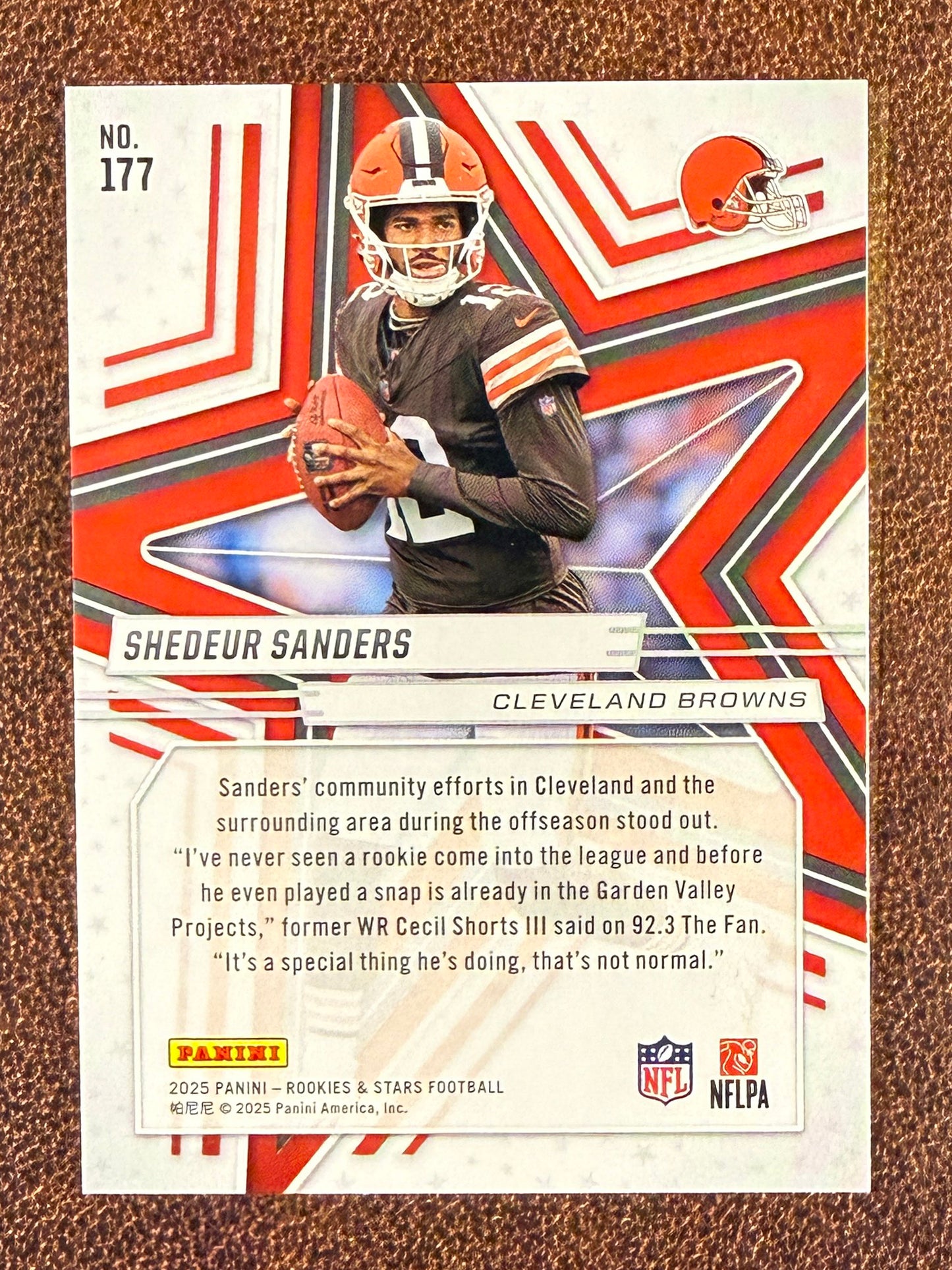 Shedeur Sanders - 2025 Panini Rookie & Stars - Rookie AUTO (*Slight corner nick*) - Browns
