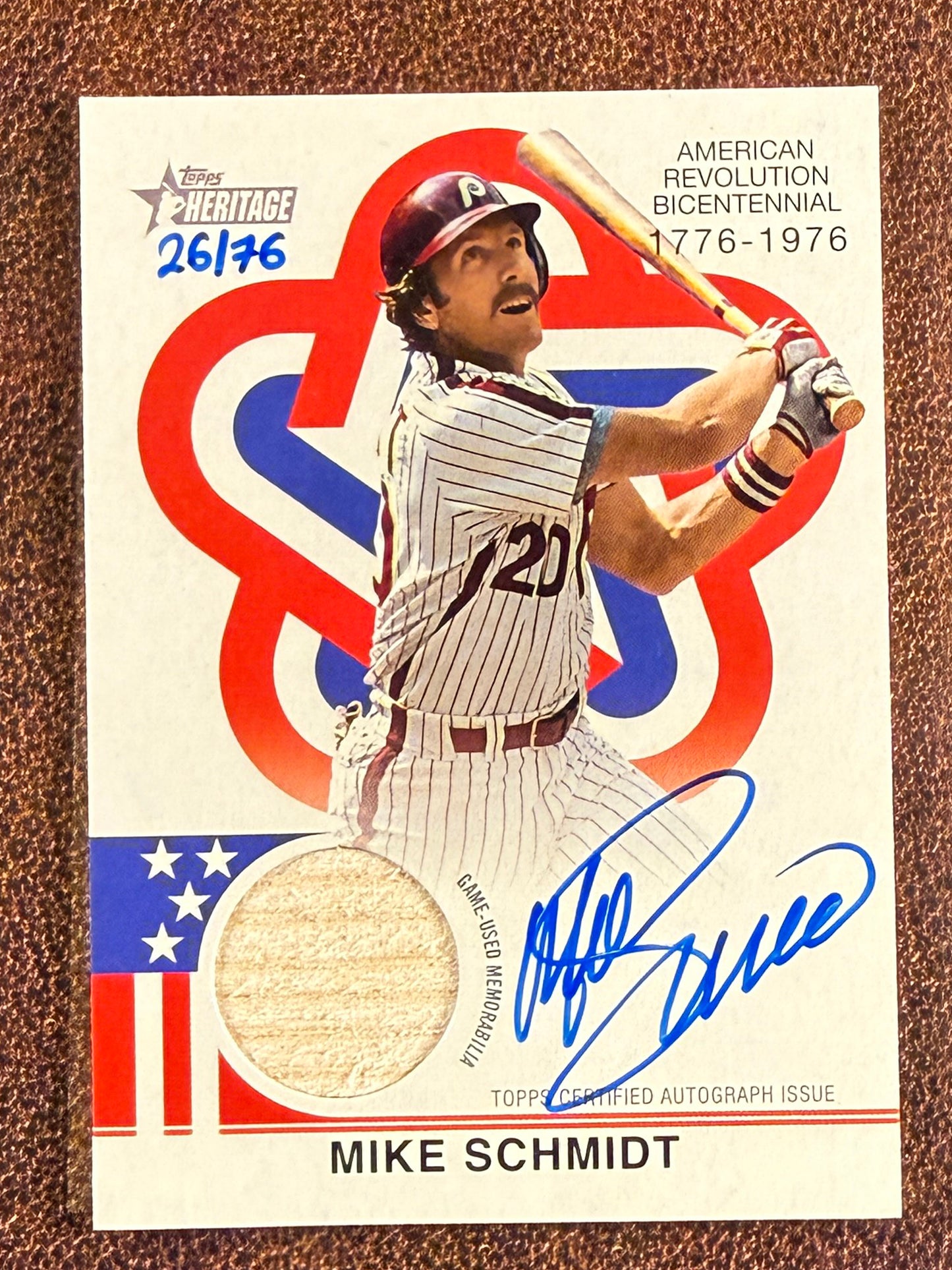 Mike Schmidt - 2025 Topps Heritage - Bicentennial AUTO RELIC /76 - Phillies