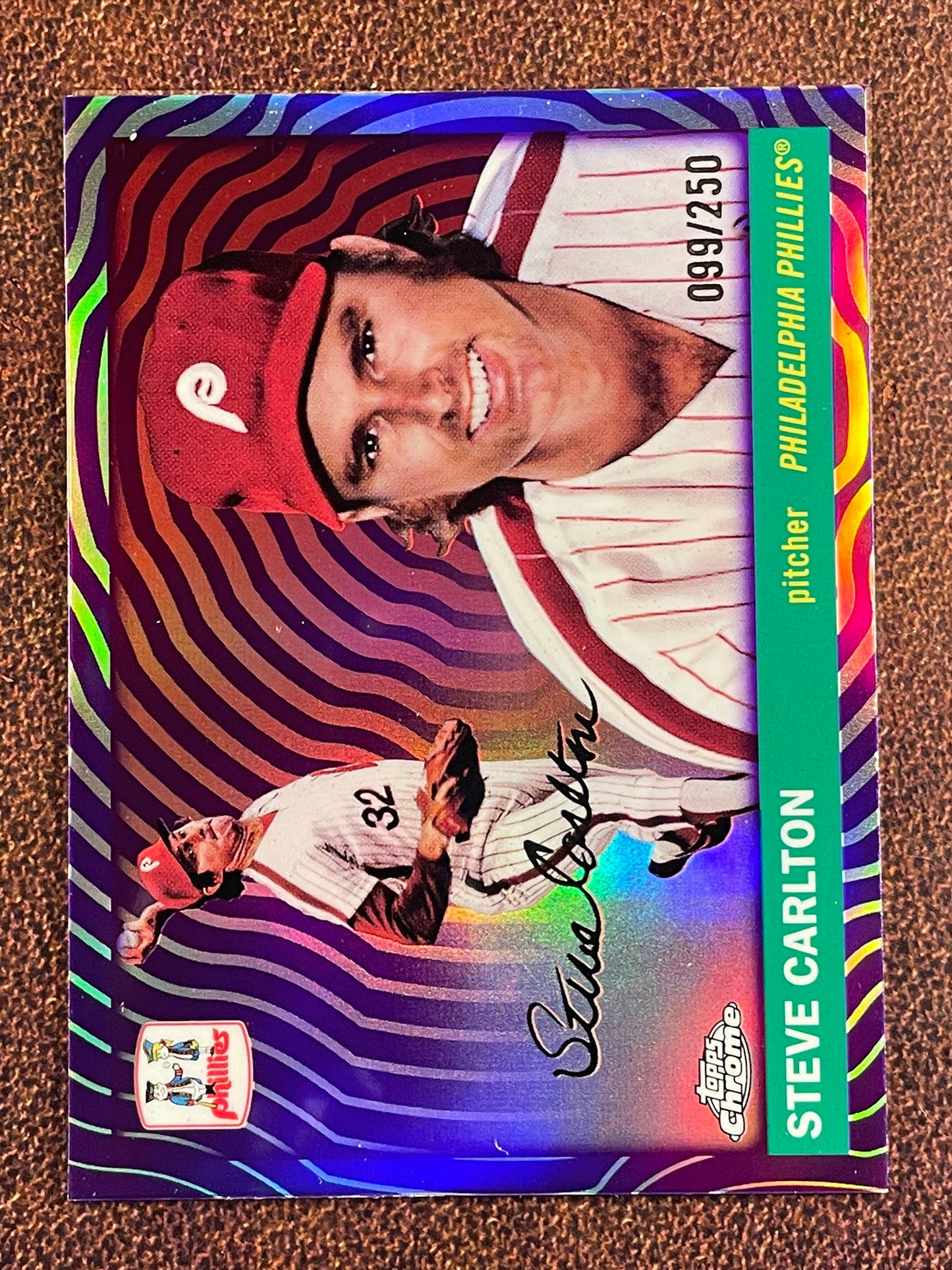 Steve Carlton - 2025 Topps Chrome Platinum - PURPLE Vibrations Refractor /250 - Phillies