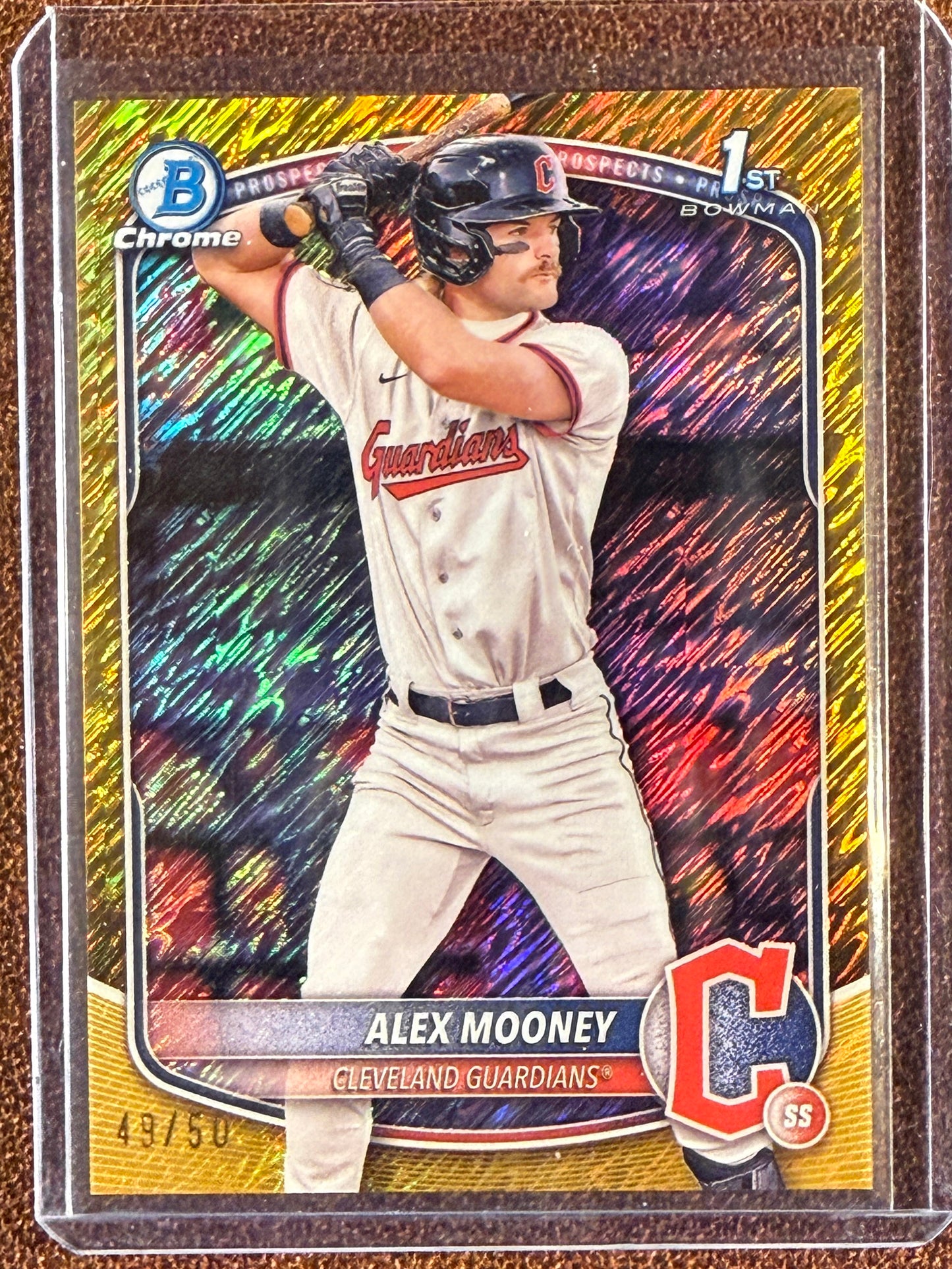 Alex Mooney - 2025 Bowman Chrome - GOLD Shimmer 1st Bowman /50 - Guardians