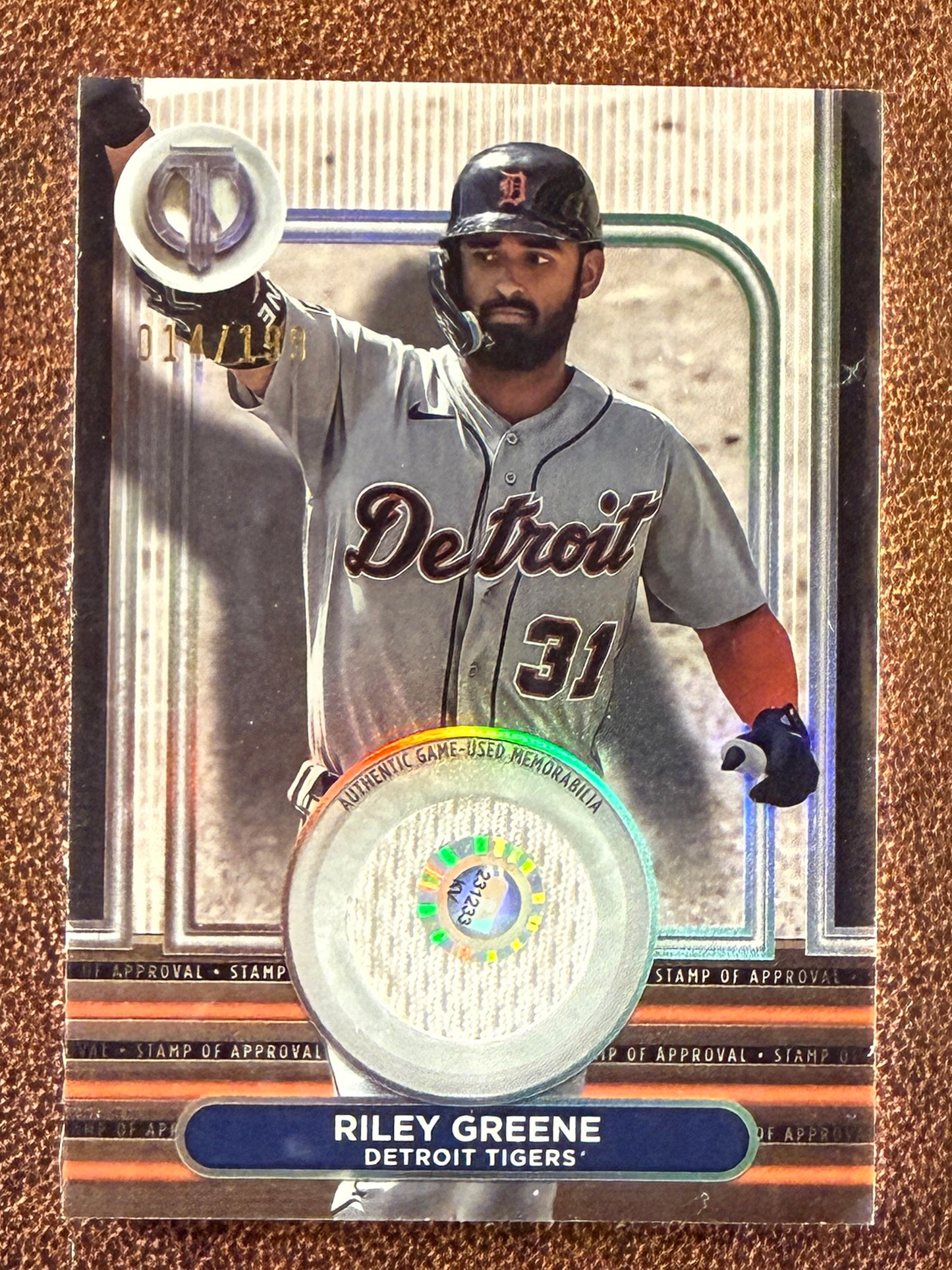 Riley Greene - 2024 Topps Tribute - Stamp of Approval RELIC /199 - Tigers