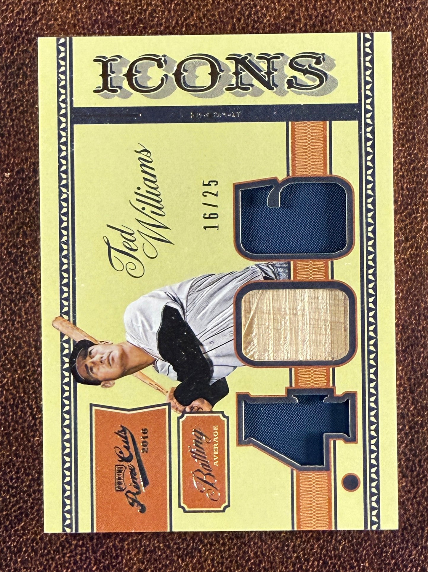 Ted Williams - 2016 Panini Prime Cuts - ICONS Triple RELIC /25 - Red Sox